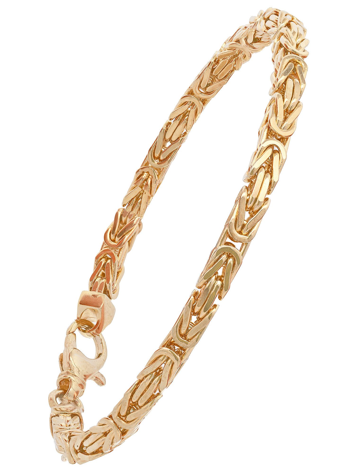 HOPLO Goldarmband Goldarmband Königskette Breite 3,5 mm 19 cm massiv 585-14 Karat Gold, Made in Germany