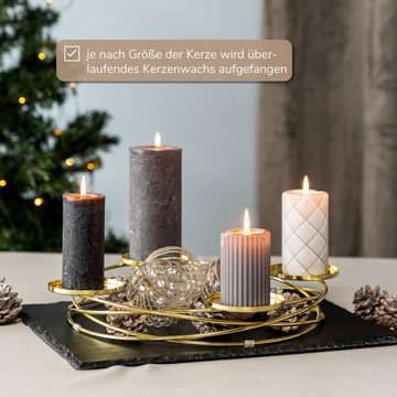 bremermann Kerzenhalter Kerzenhalter in Kranzform, für Stumpenkerzen, Kerzenständer gold