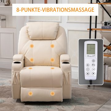 HOMCOM Massagesessel (Set, 1-St., Massagesessel), Massagesessel elektrisch Relaxsessel Liegefunktion Beige