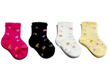 WERI SPEZIALS Strumpfhersteller GmbH Socken Kinder Socken 4-er Pack für Mädchen >>Blümchen<< aus Baumwolle (Set) 4er-Pack