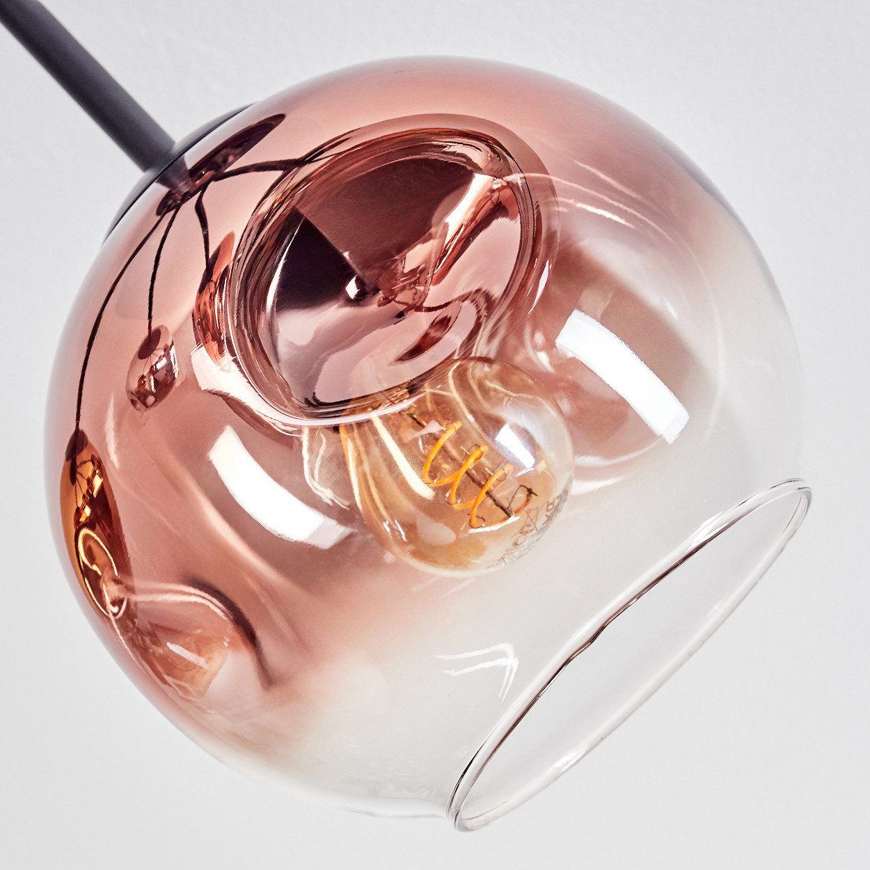 hofstein Deckenleuchte Deckenlampe aus Metall/Glas in Schwarz/Chrom/Rauch/Gold/Kupfer/Klar, Deckenleuchte im Retro/Vintage-Design (Schirme Ø 15 cm), 5 x E14