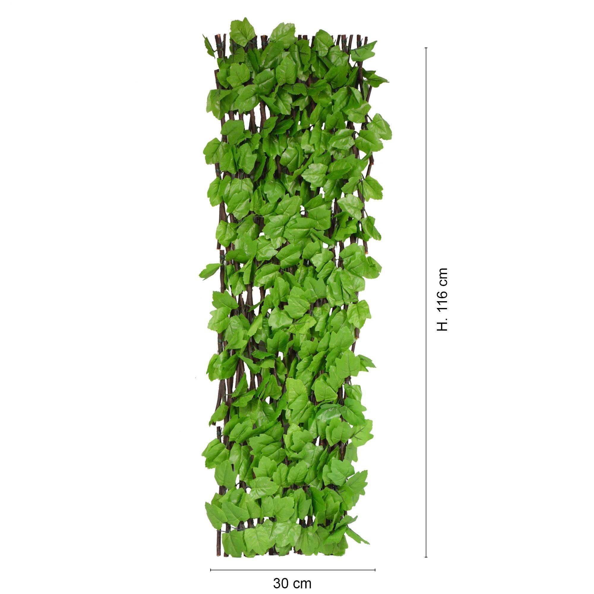 UNUS GARDEN Balkonsichtschutz Rankgitter Sichtschutz Pflanzenwand Weide mit Blättern (1-St., 90x180cm (HxB) Sichtschutzhecke Windschutz Efeu Blätterzaun