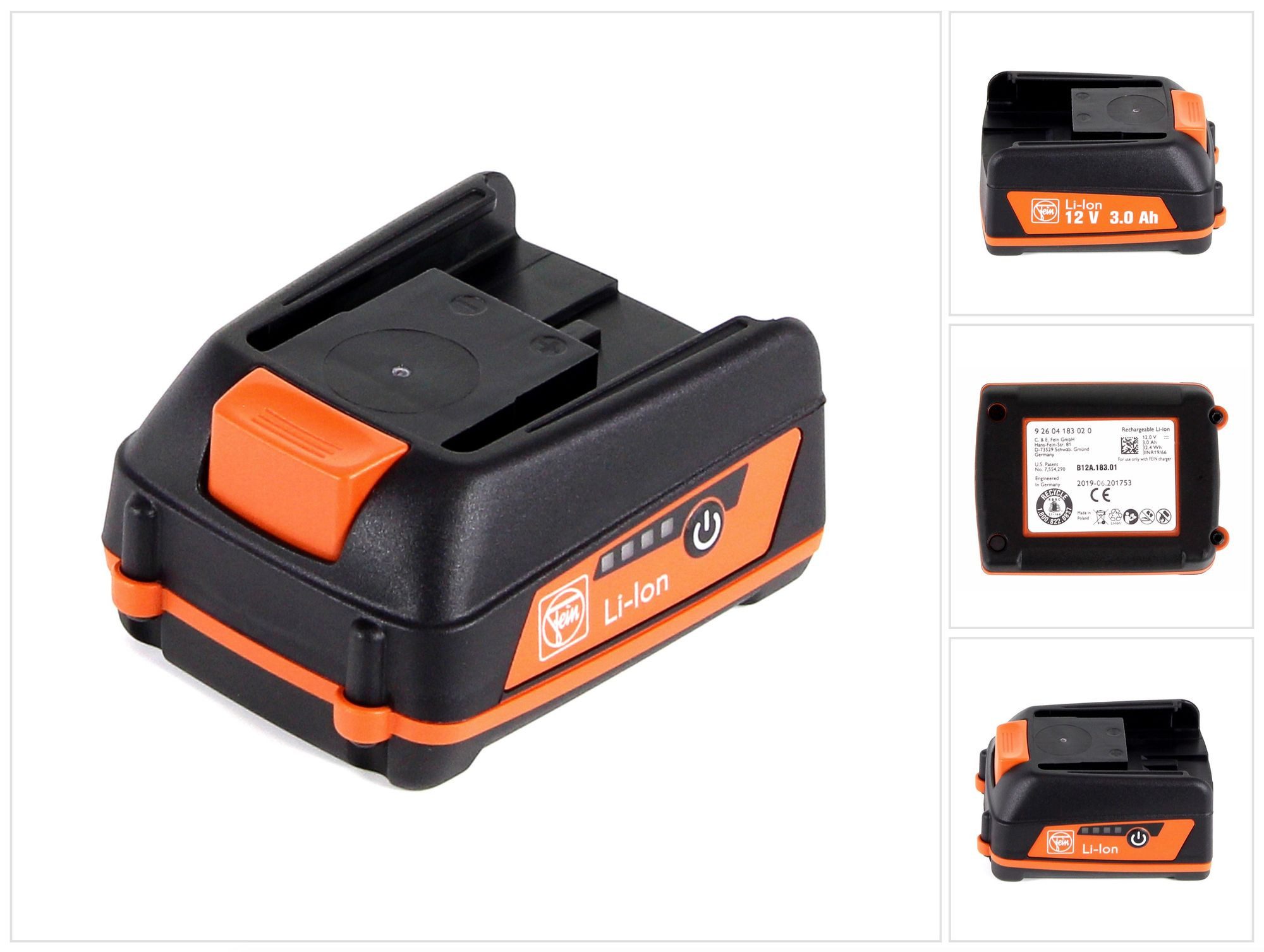 Fein Akku Pack 12V 3,0Ah (92604183020) LED Anzeige Akkupacks