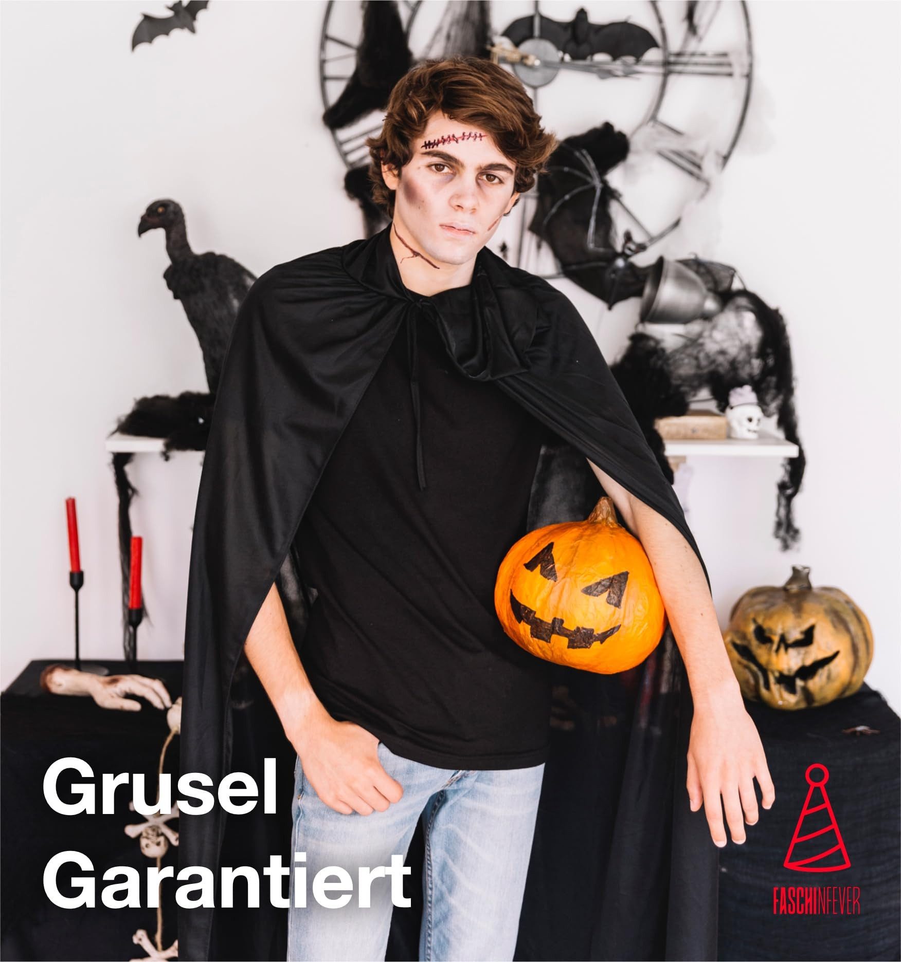 FASCHINFEVER Umhang Umhang mit Kaputze - Halloween Kostüm Herren & Damen