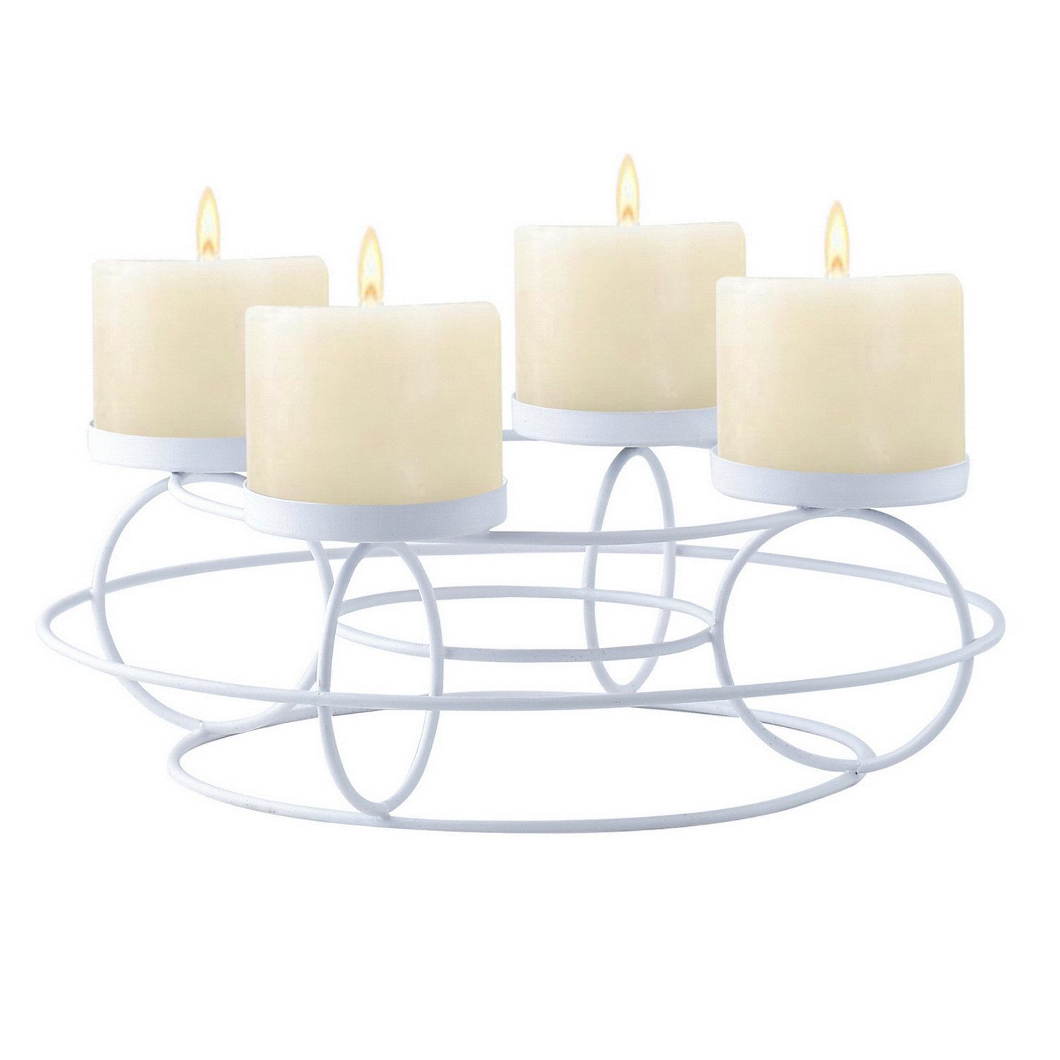 Marrakesch Orient & Mediterran Interior Adventskranz Moderner Adventskranz Rosew handgefertigt aus Metall in Weiß 30 cm, Handarbeit