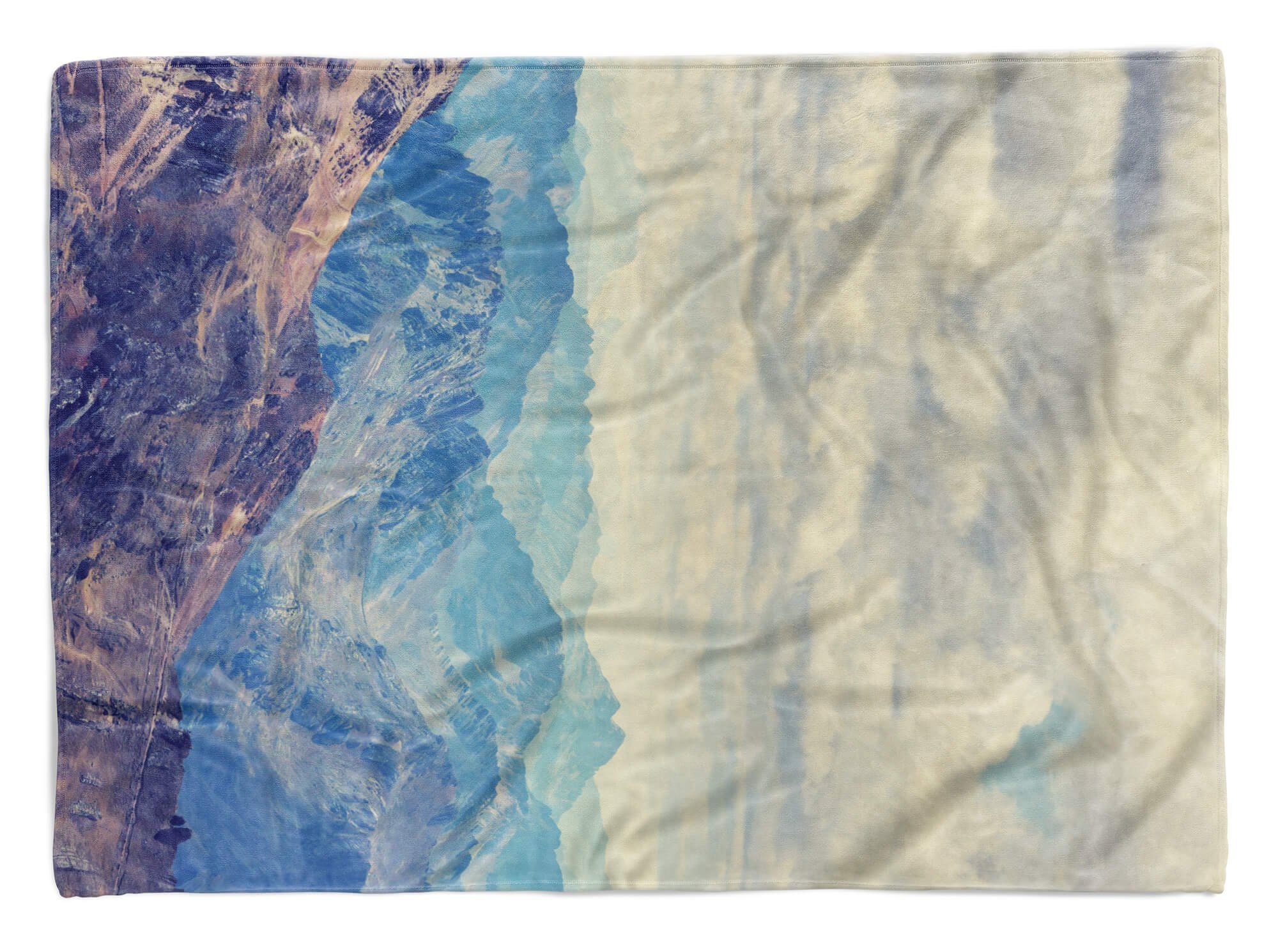 Sinus Art Handtücher Handtuch Strandhandtuch Saunatuch Kuscheldecke mit Fotomotiv Berge Horizont Wolken Himmel, Baumwolle-Polyester-Mix (1-St), Handtuch