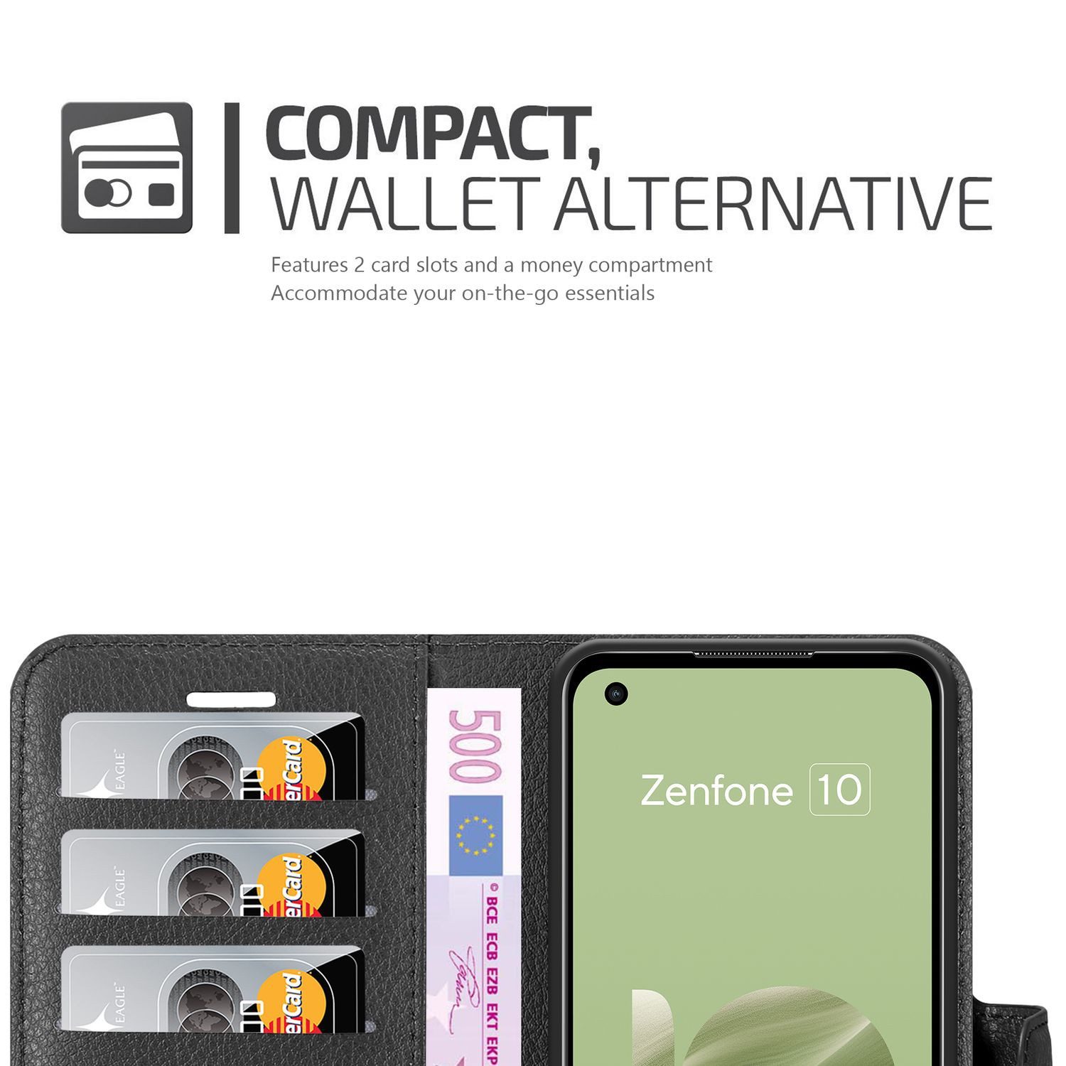 Cadorabo Handyhülle für Asus Zenfone 10 Hülle Asus Zenfone 10, Hülle Schutzhülle mit Standfunktion, Kartenfach und Magnetverschluss
