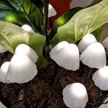 MARELIDA LED-Lichterkette Mini Pilze 20 Gartenstecker Gartendeko 8 Funkt. Timer weiß L: 3,8m, 20-flammig