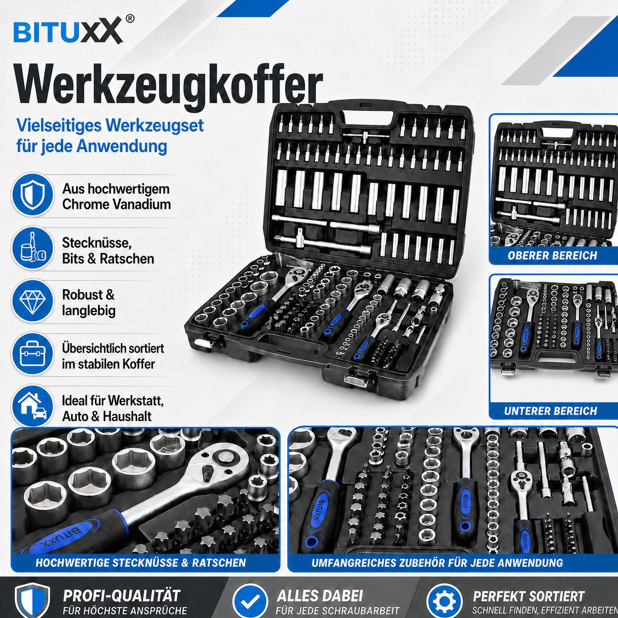 Bituxx Ratsche Ratschenkoffer 171 tlg. (Set, 171 St., MS-15179)