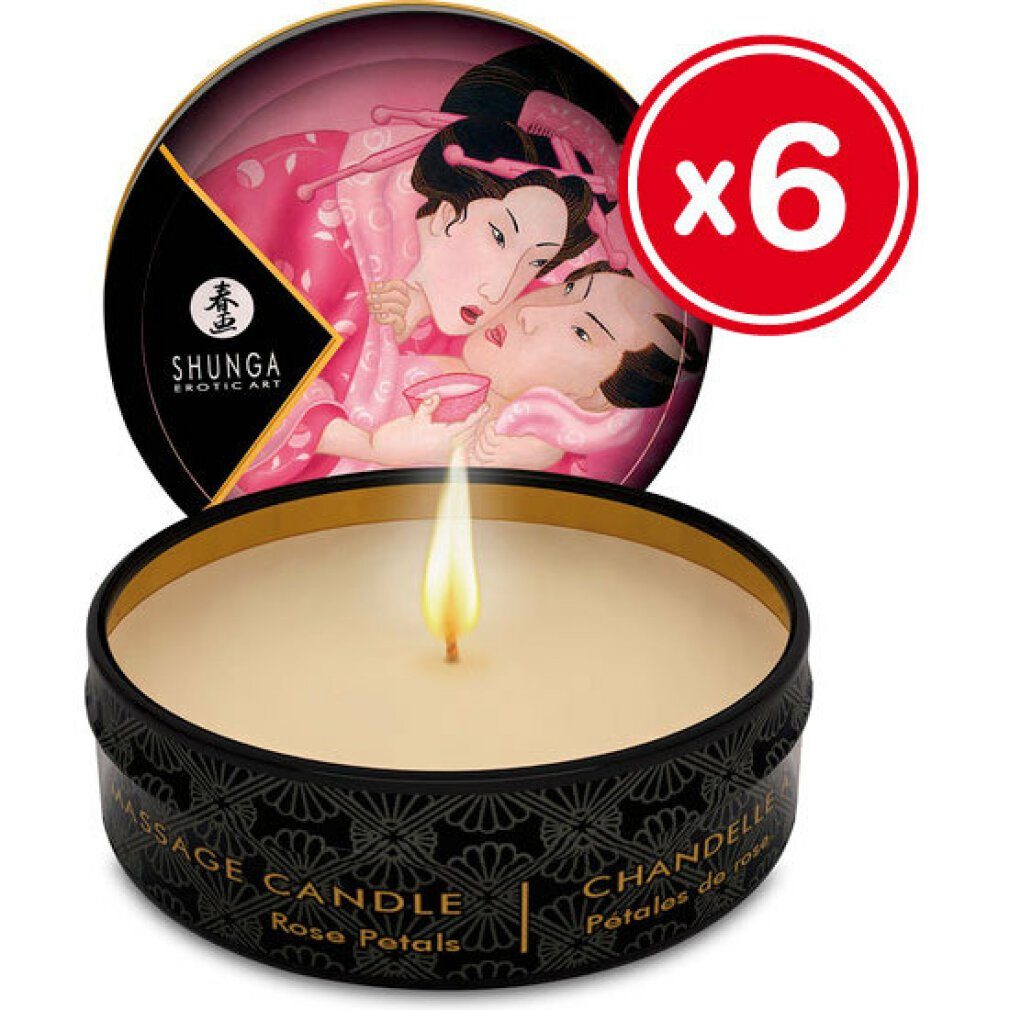 Gleit- SHUNGA Massage 30ml, Aphrodisia/Rose SHUNGA & Candle pcs Petals 6 Massageöl