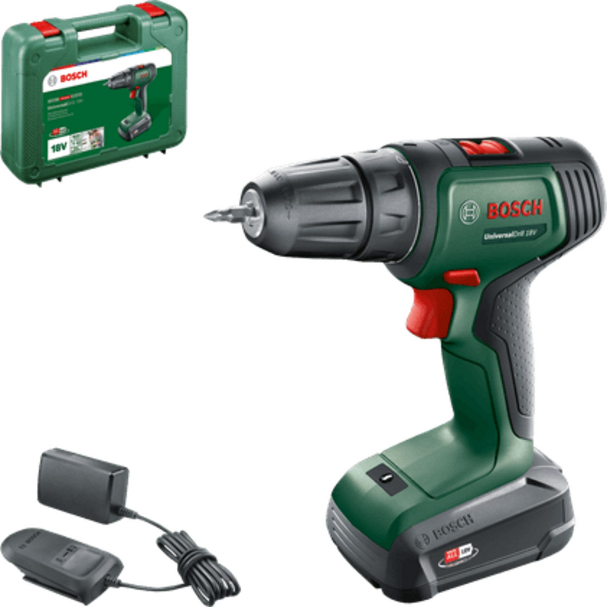 Bosch Professional Akku-Bohrschrauber Bosch Heimwerken & Garten Akku-Bohrschrauber, 18 V V, (Li-Ionen Akku 2,5Ah, Koffer, POWER FOR ALL ALLIANCE)