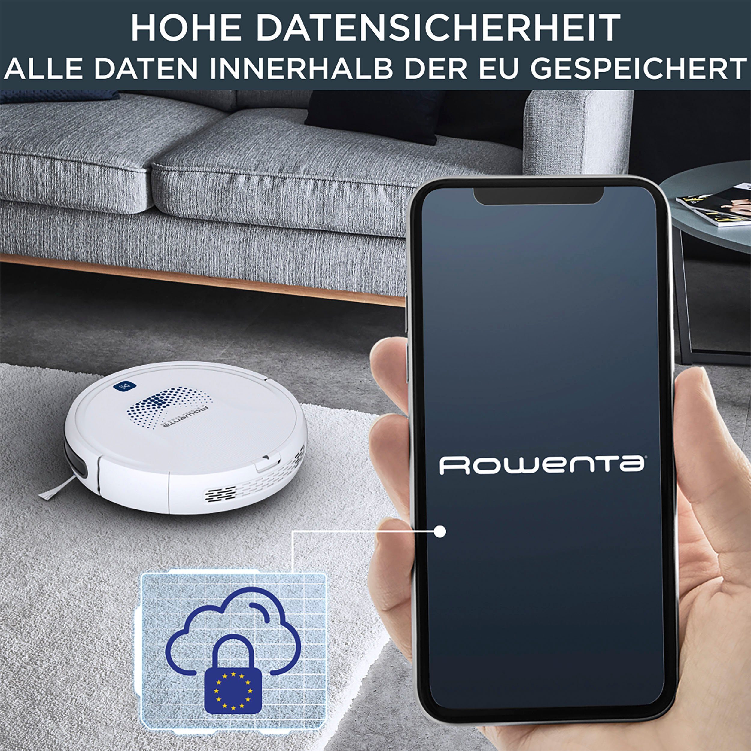 Rowenta Saugroboter RR8277 X-Plorer Serie 150 Laufzeit, zentrale Appsteuerung, Bürste, Aqua, 90m² Min. 45