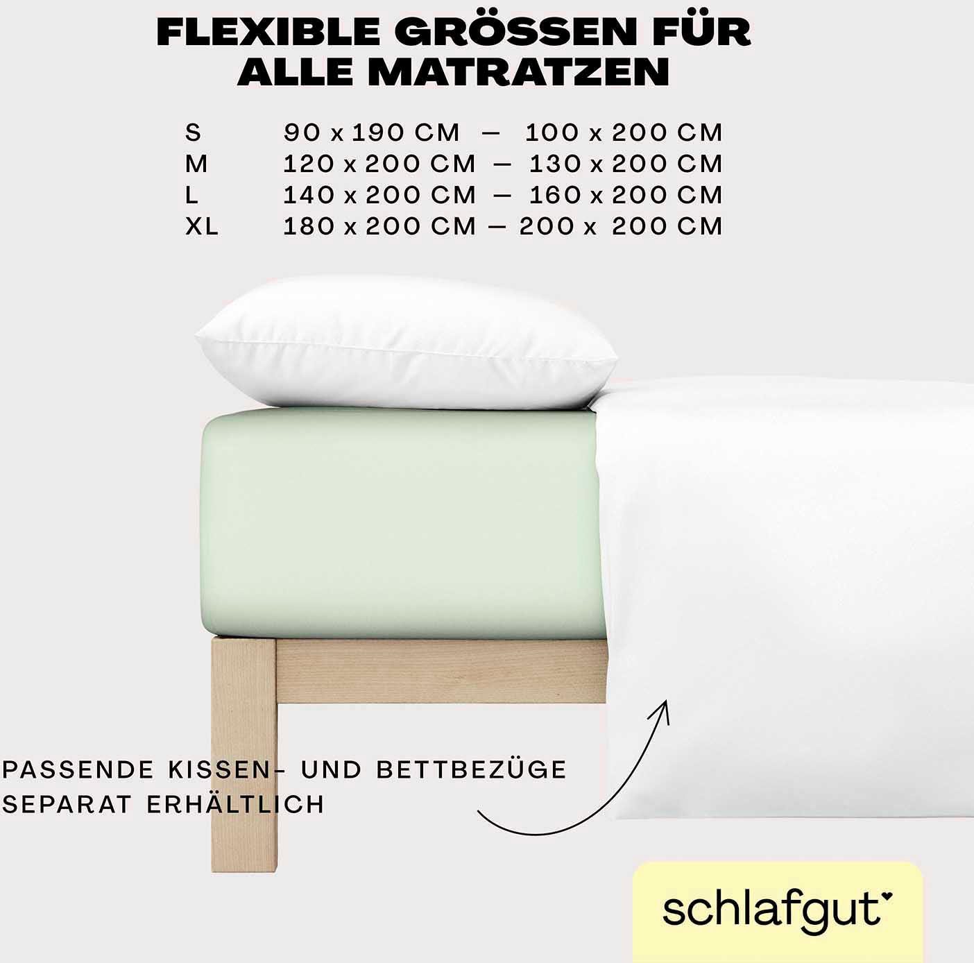 Spannbettlaken EASY u.a. in bis für & oder Light saugfähig Stück), Schlafgut, Laken Gr. cm 100% 90x200, Baumwolle, 180x200 (1 Matratzen Green Höhe, weich 22 Jersey, Gummizug: rundum, cm, 140x200