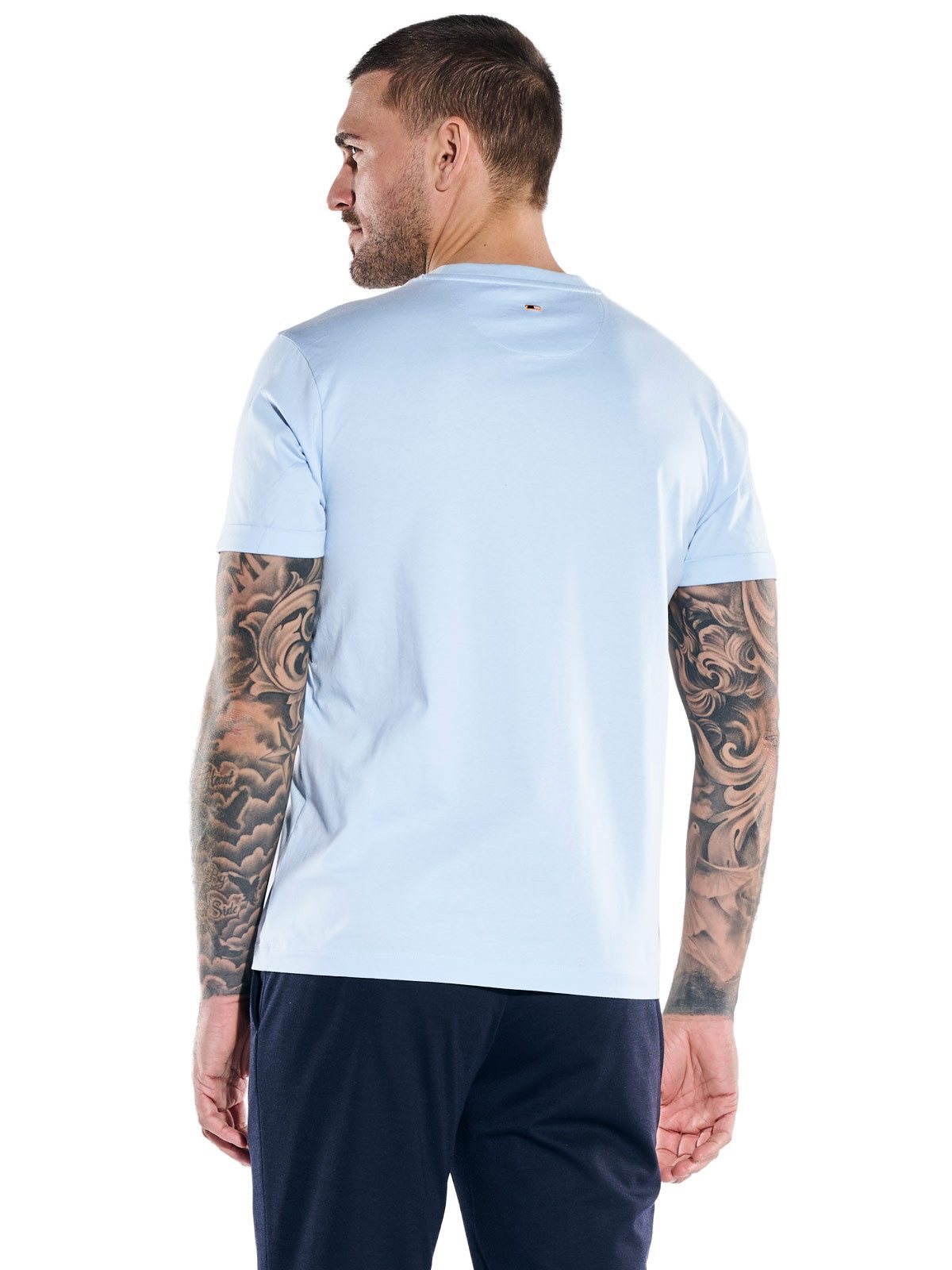 emilio adani T-Shirt Herren Rundhals T-Shirt, Hellblau