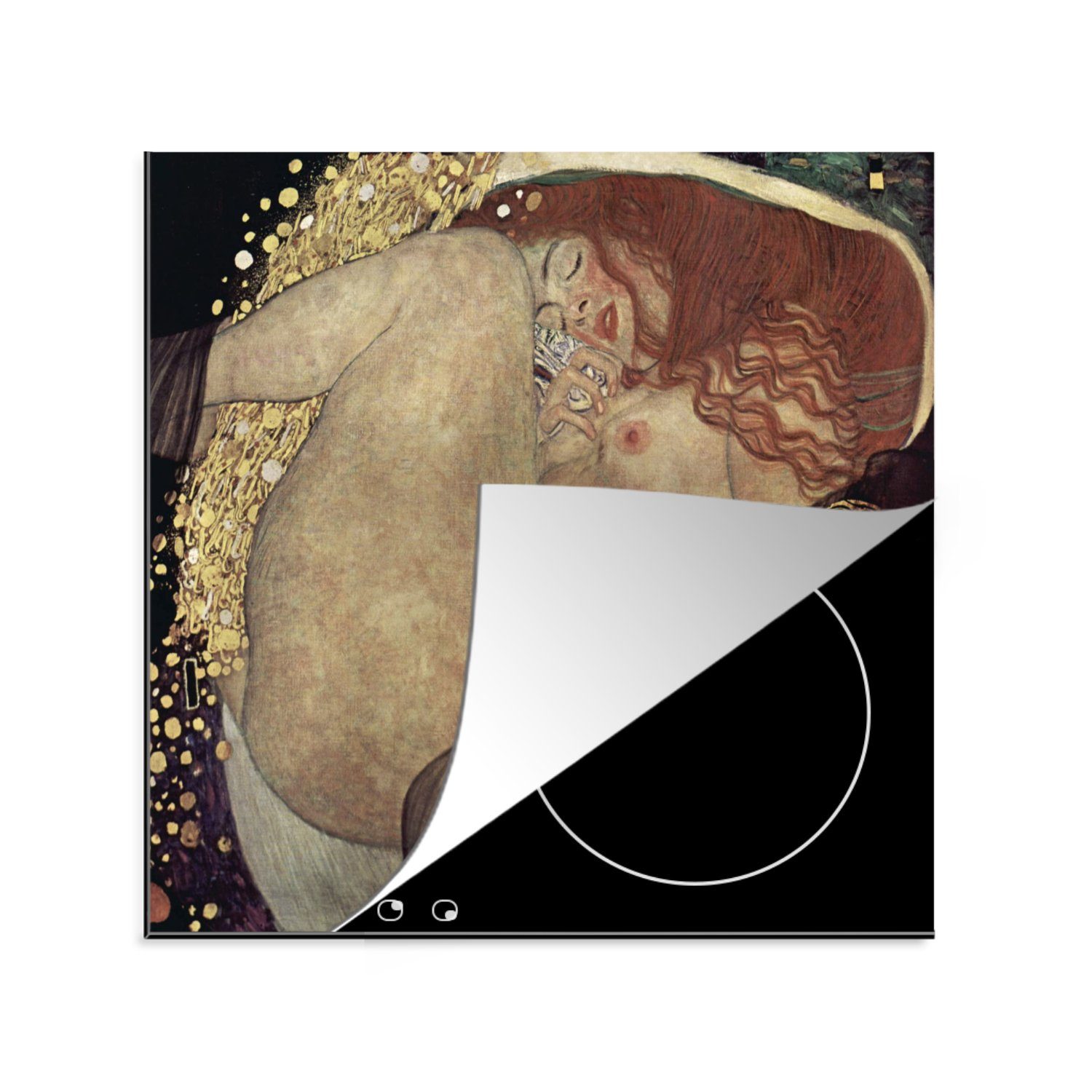 MuchoWow Herdblende-/Abdeckplatte Danaë - Gustav Klimt, Vinyl, (1 tlg), 78x78 cm, Ceranfeldabdeckung, Arbeitsplatte für küche