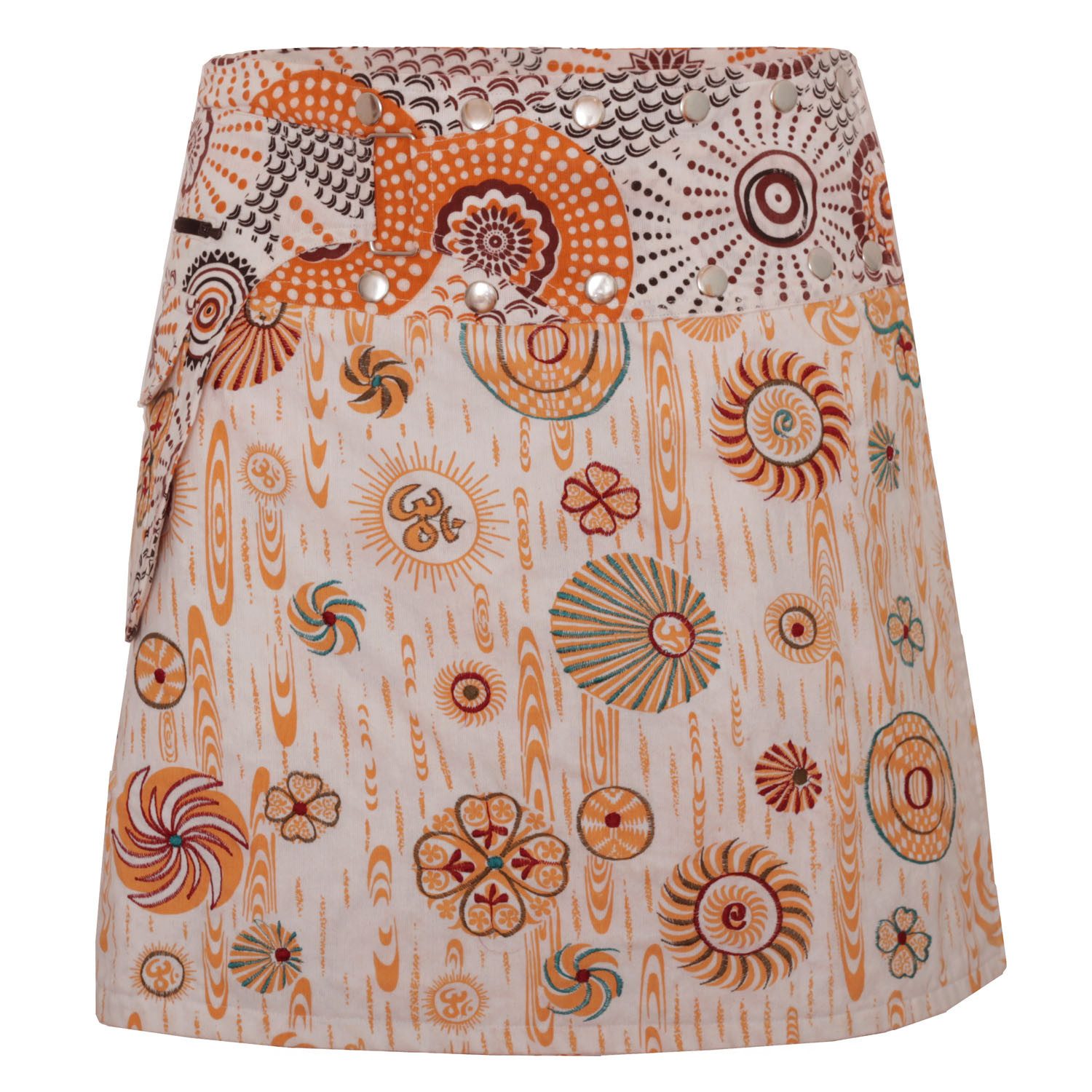 PUREWONDER Wickelrock Wickelrock mit Tasche und Stickerei Nr. 184 Weiß Baumwolle Einheitsgröße