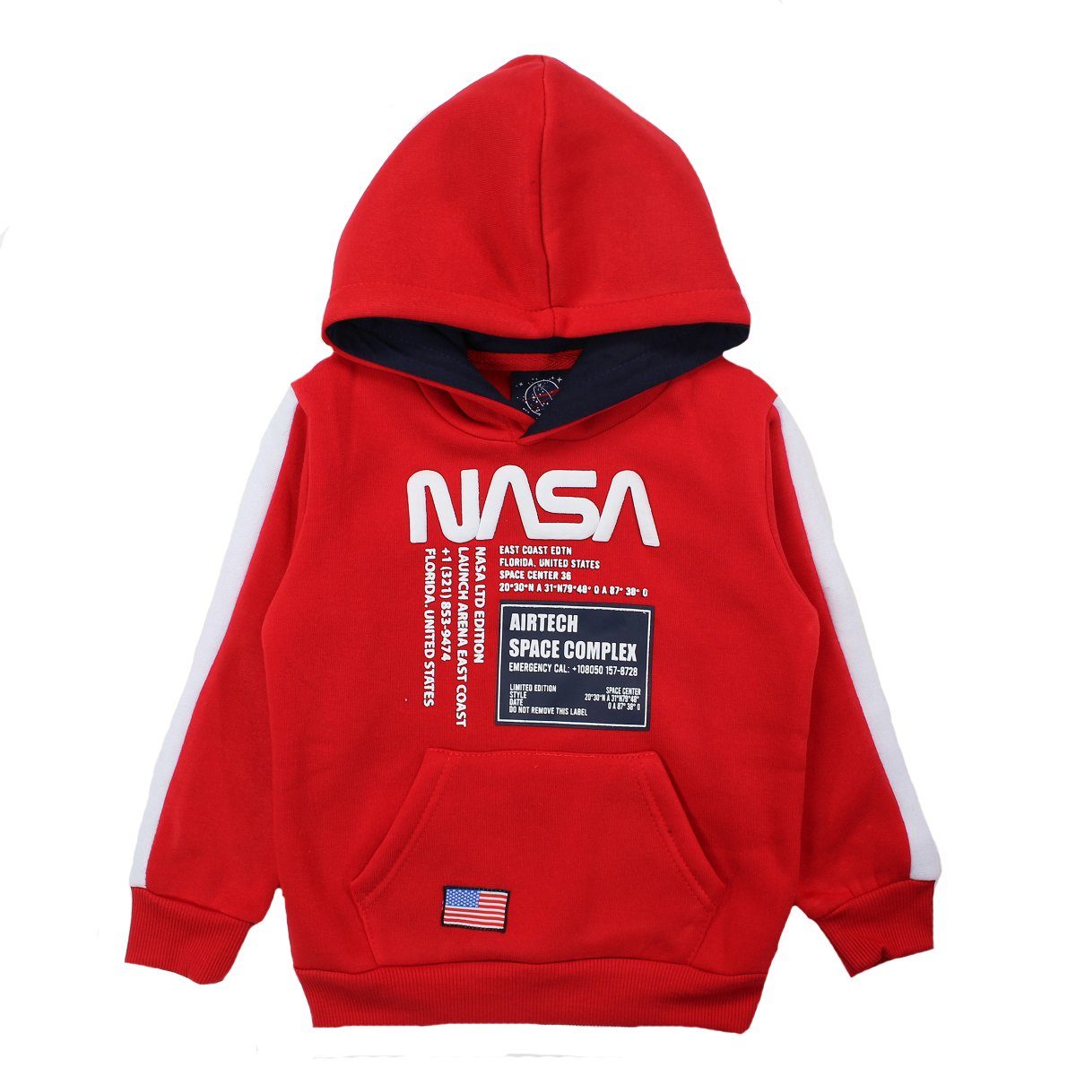 NASA Hoodie NASA Space Center Jungen Kapuzen Hoodie Pullover Gr. 104 bis 164 Rot