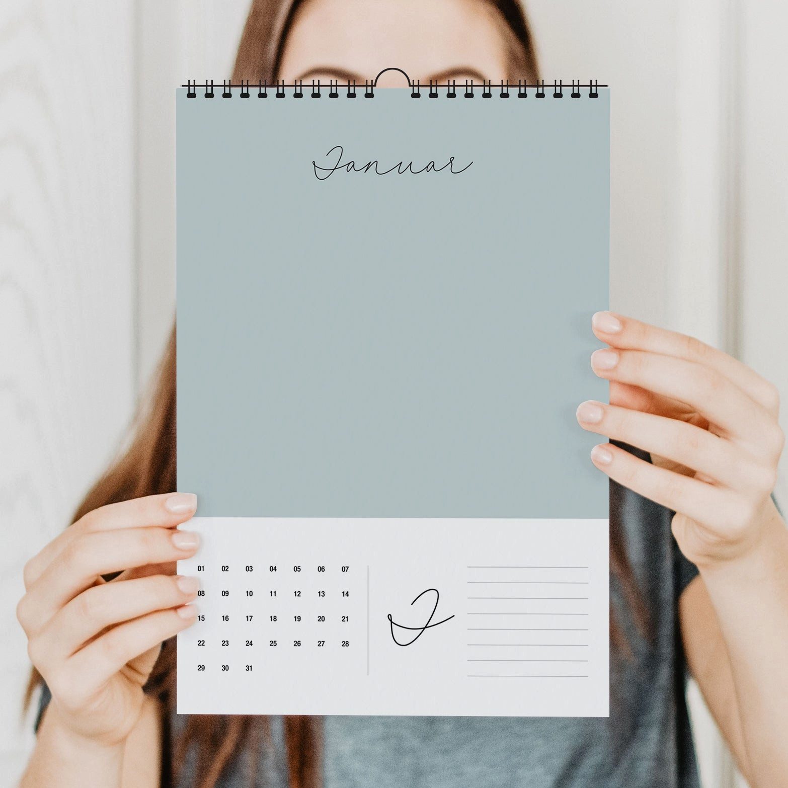 heaven+paper Familienkalender Fotokalender DIN A4 AQUA immerwährend, Wandkalender mit Spiralbindung, Hergestellt in Deutschland