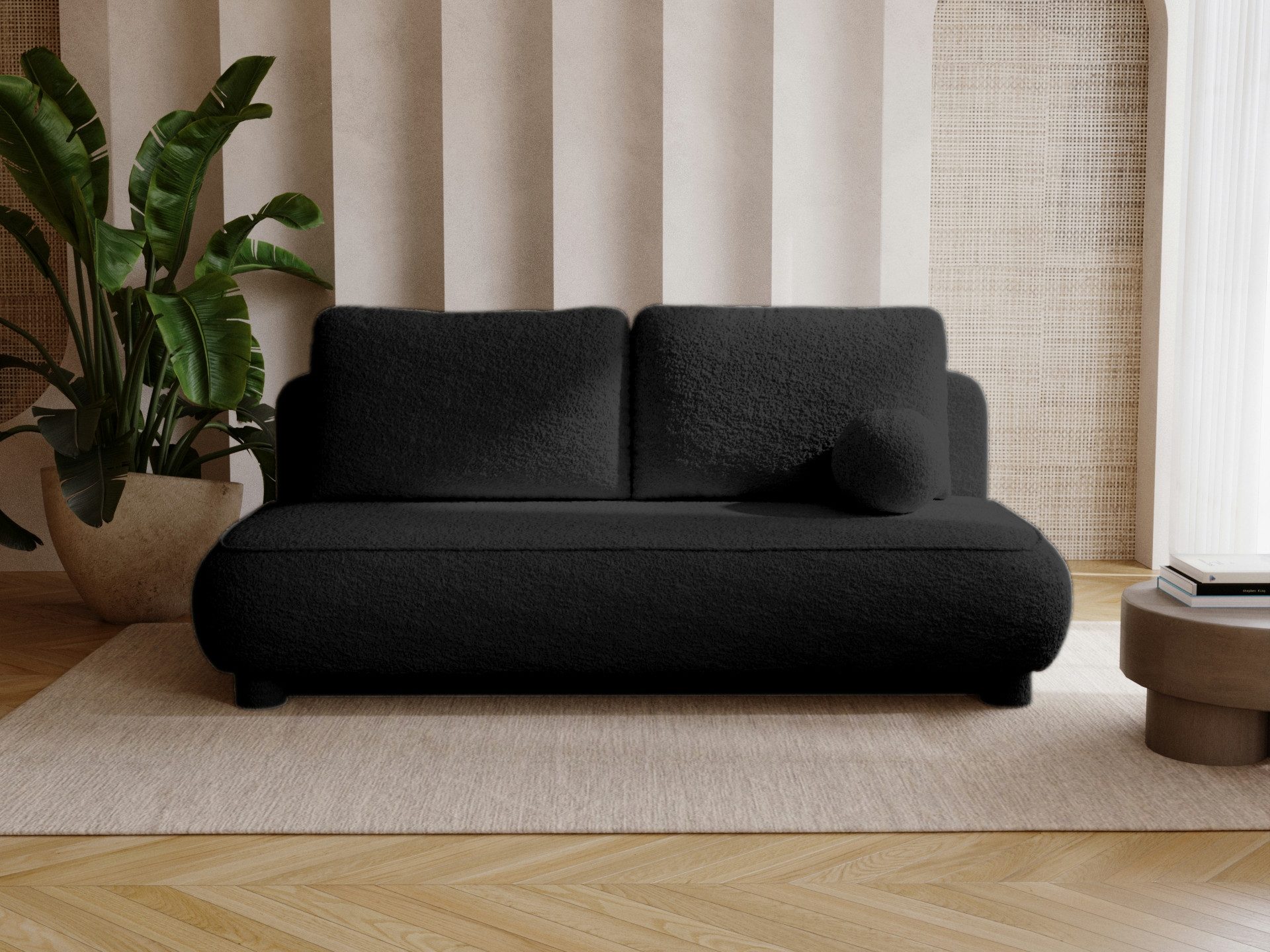 Compleo Schlafsofa Sofa ohne Armlehnen, moderne runde Form, Moderne Couch, Viele Farben zur Auswahl, Breite: 209 cm