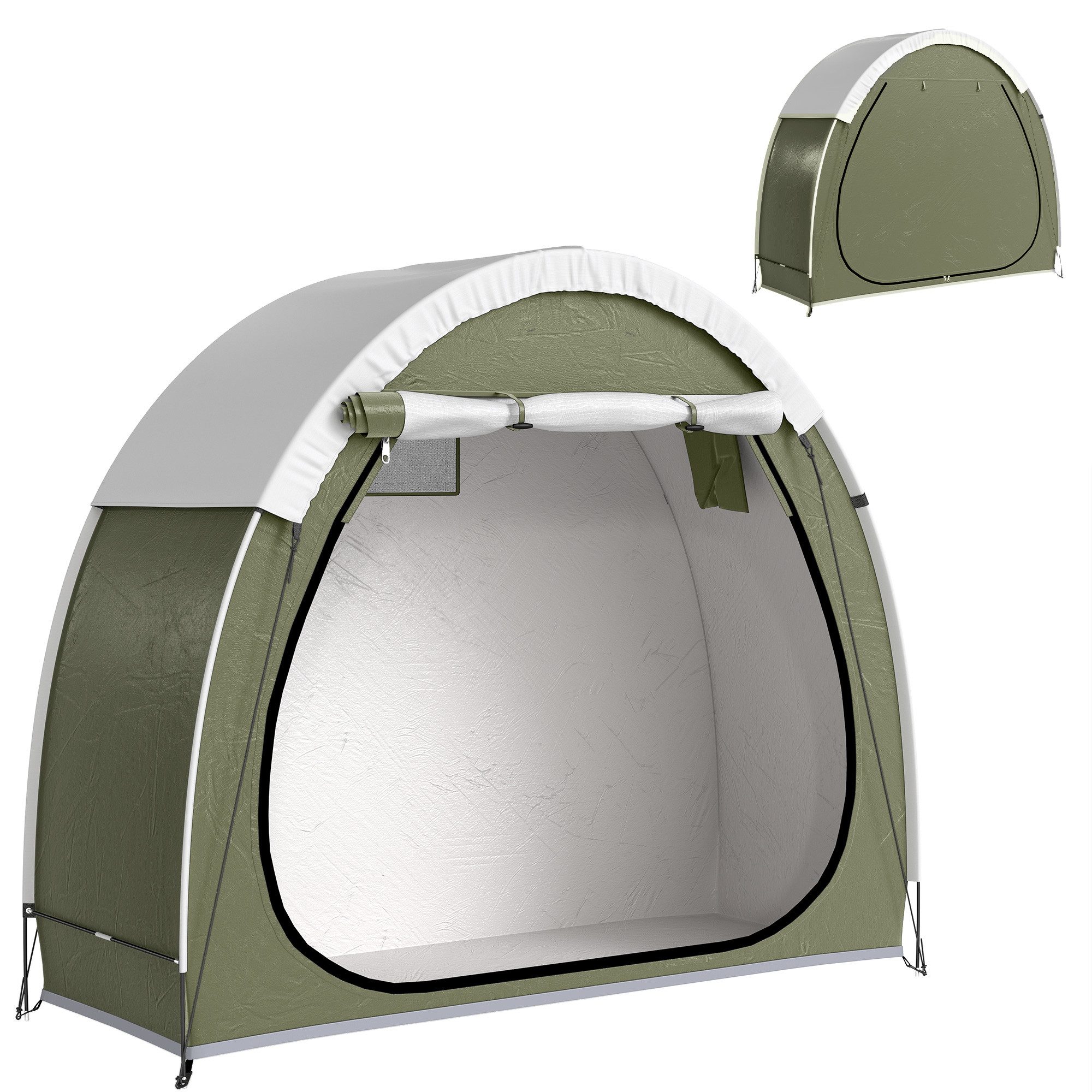 Outsunny Gerätezelt mit Belüftung, Reißverschlusstür, Personen: 2 (Fahhrradgarage, 1 tlg., Fahrradzelt), für Fahrräder, Motorräder 200 x 80 x 170 cm