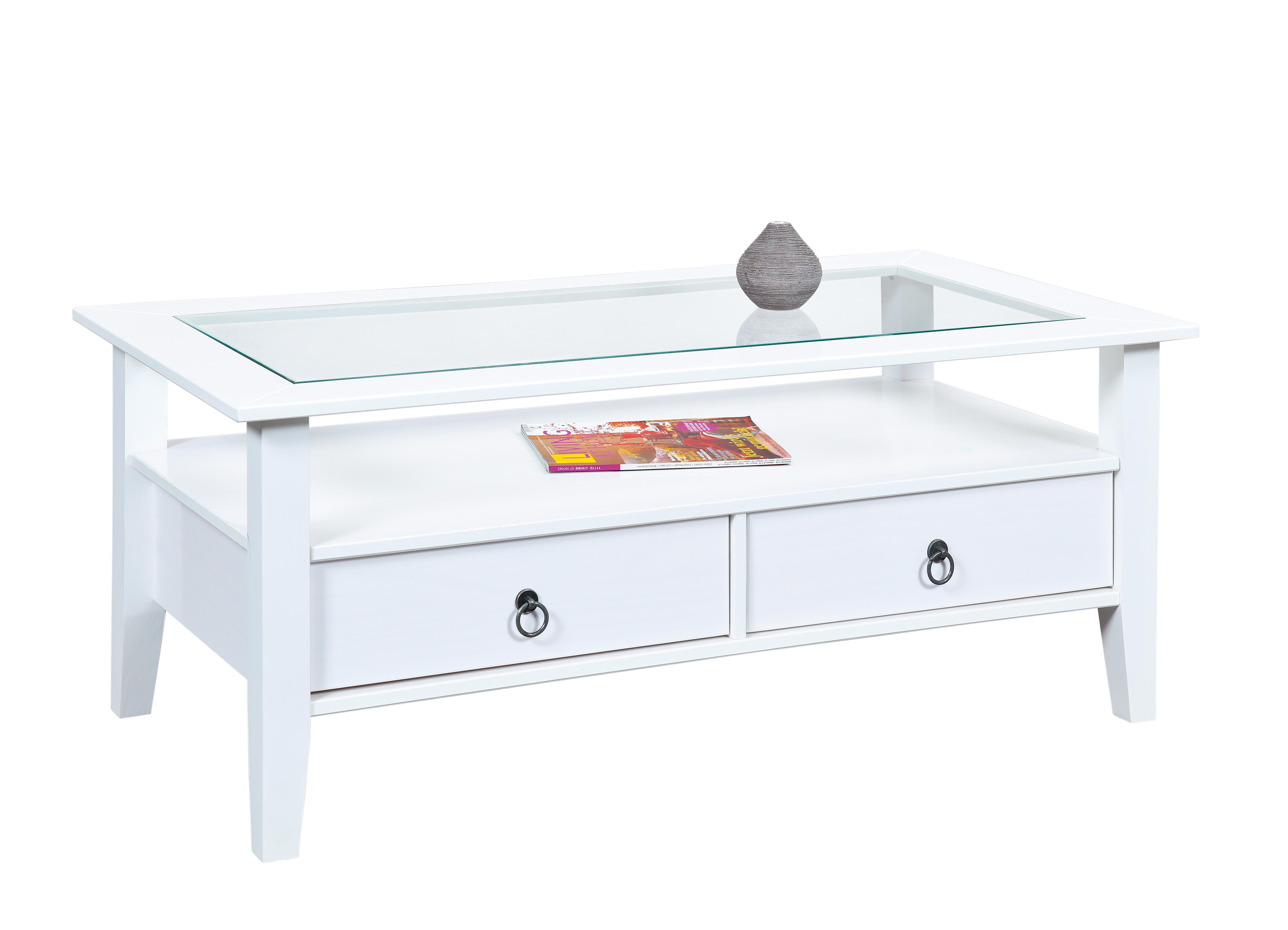 Inter Link Couchtisch PROVENCE 7, aus Massivholz, mit Sicherheitsglas, Land günstig online kaufen