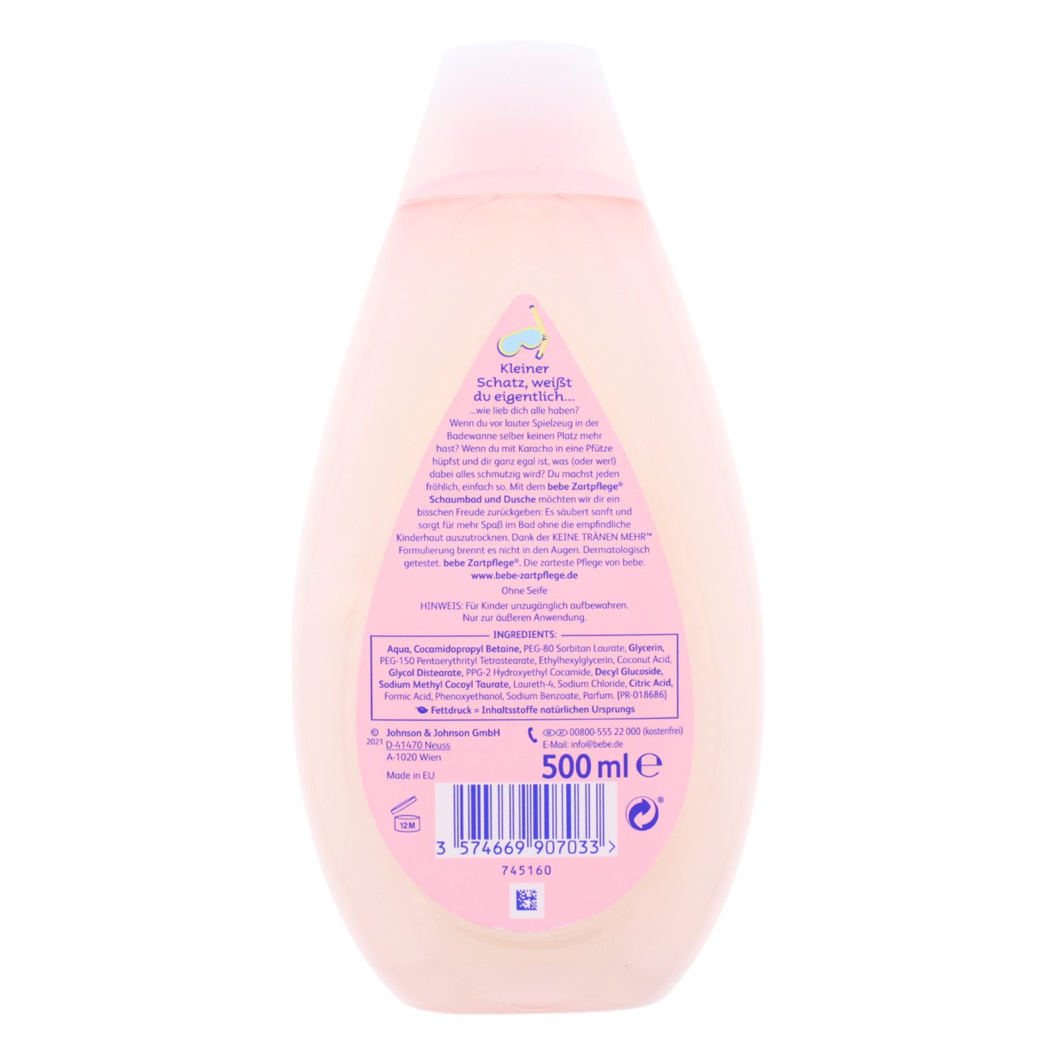 bebe Duschcreme bebe Zartpflege Schaumbad & Dusche 500ml Sanfte Reinigung Keine Tränen