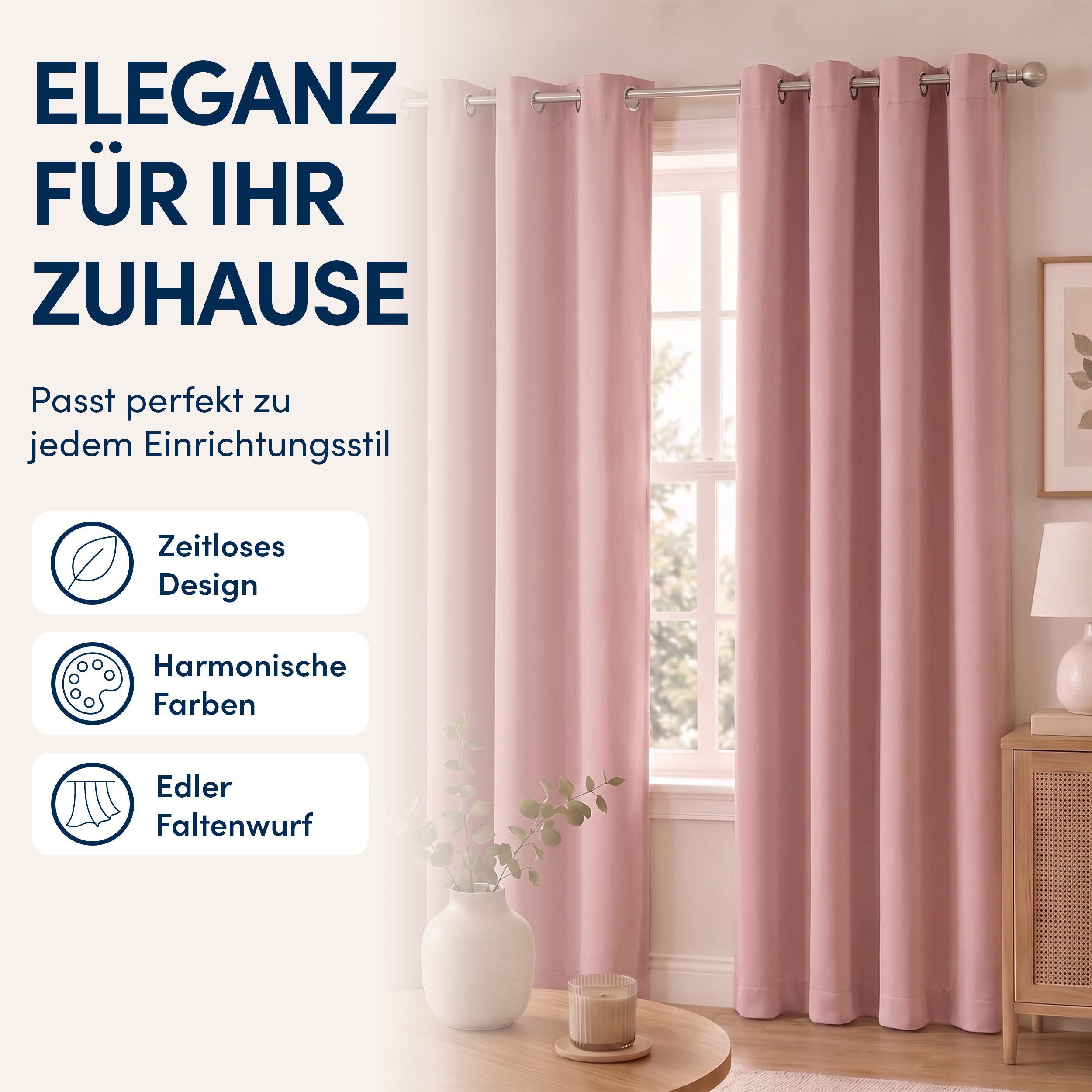 Stoffschmiede Gardine Blickdicht - Kräuselband & Ösen, Ösen – Bild 4 von 5
