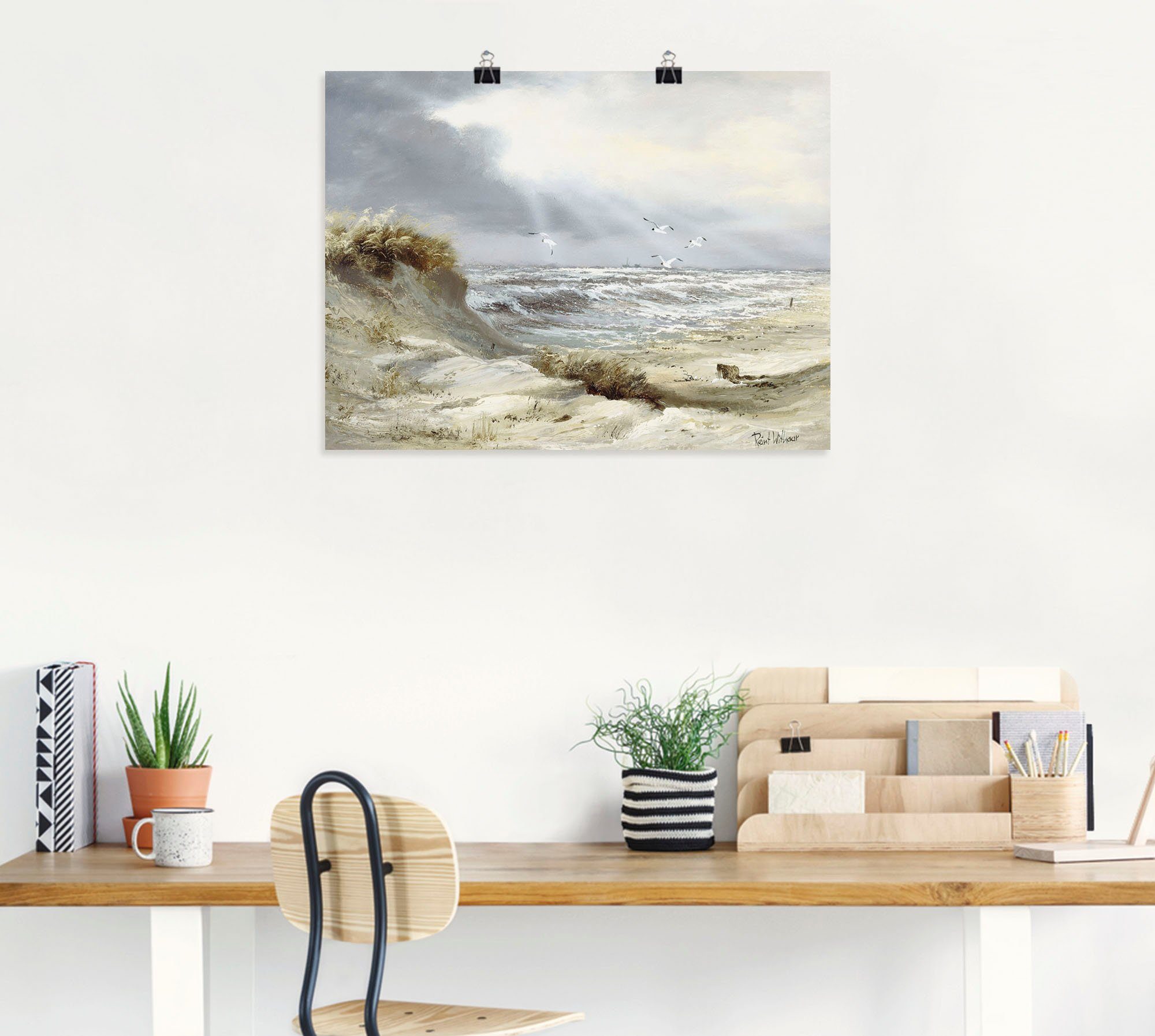 Artland Wandbild Dünen an der stürmischen See, Küste (1 St), als Leinwandbild, Poster in verschied. Größen