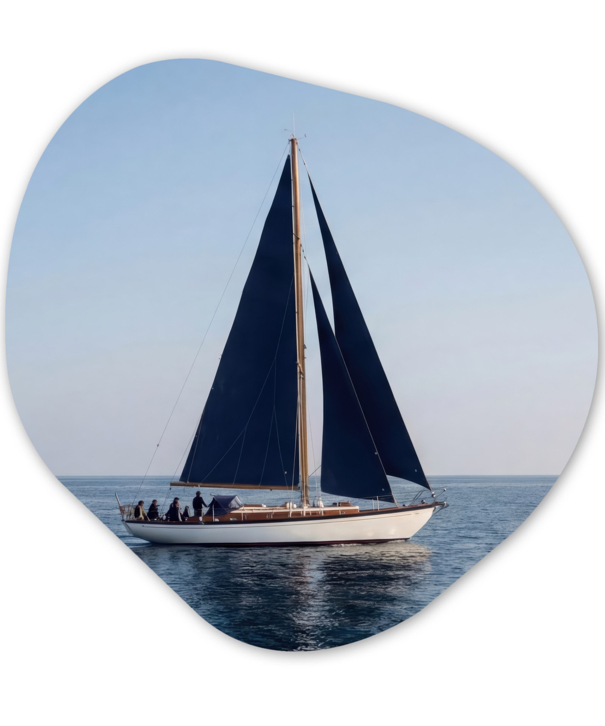 MuchoWow Gemälde Segelboot - Meer - Blau, Fotodruck (1 St), Wandbild Abstrakt, Wohnzimmer Schlafzimmer Wanddekoration, 40x40 cm