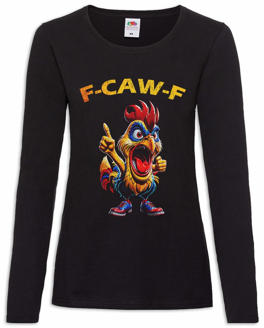 Langarmshirt F-CAW-F Rooster Damen Langarmshirt Crazy Wild Cocky Cock Hahn Chicken