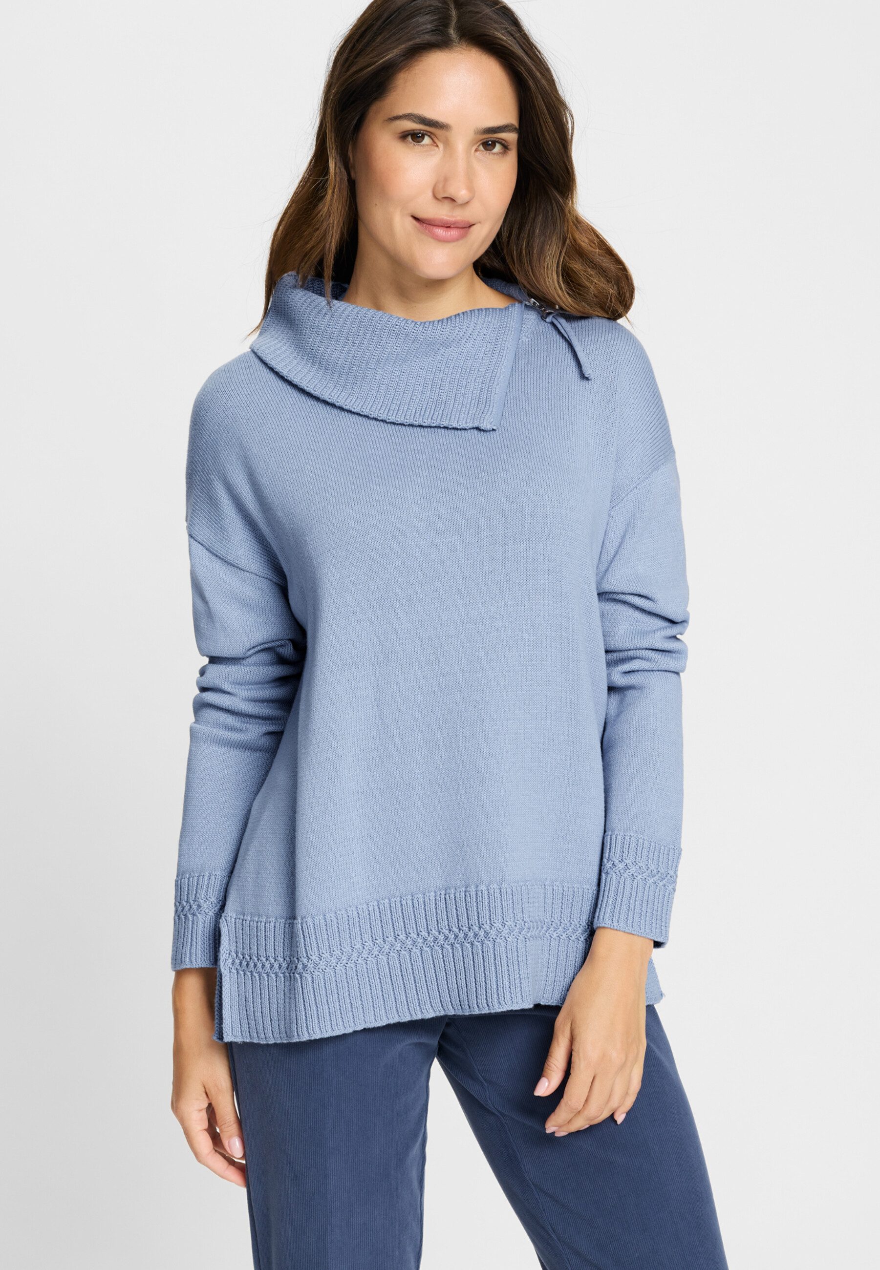 Olsen Strickpullover mit lockerem Kragen