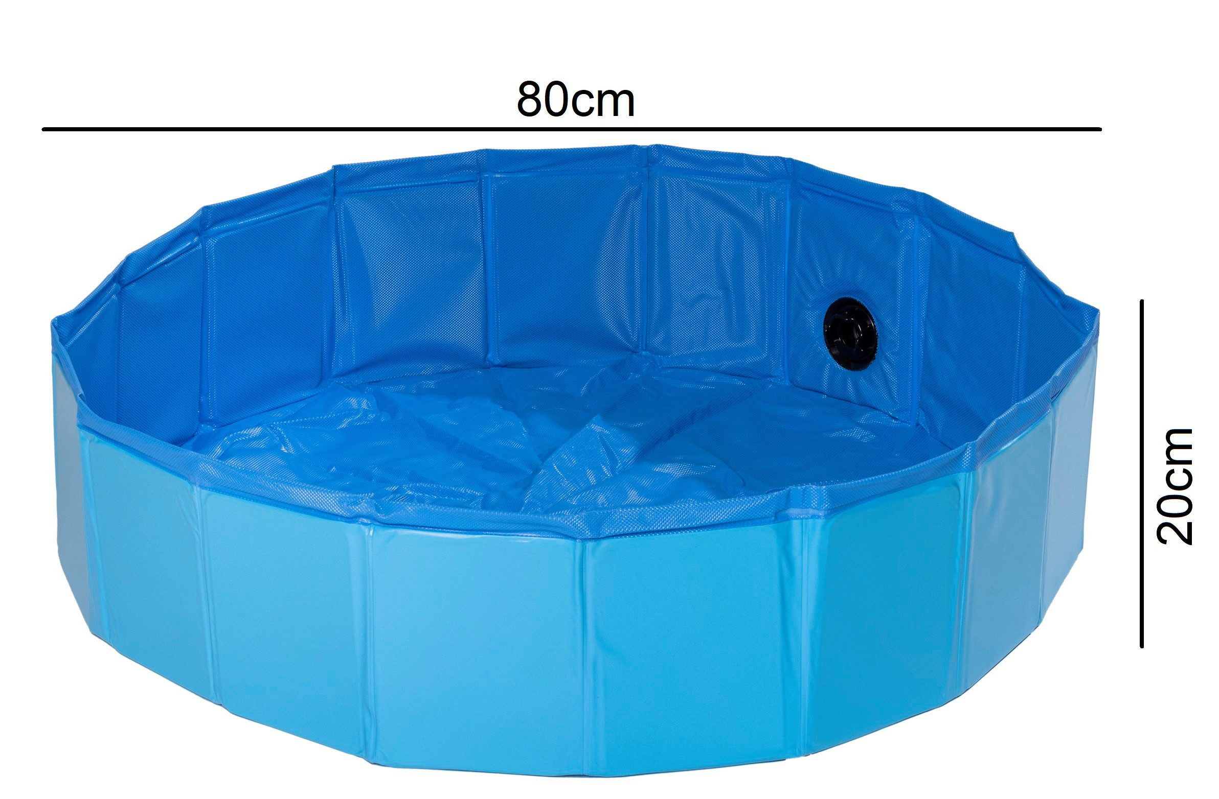 steinwohn Hundepool Ø 80cm faltbare Hundebadewanne, PVC Planschbecken für Hunde, Fassungsvermögen 100 Liter, Rautenstruktur am Boden