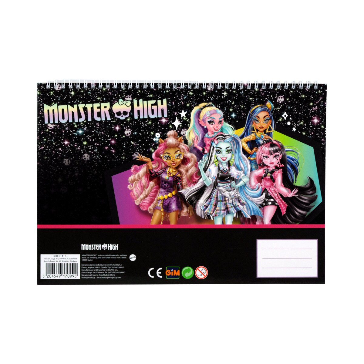 Monster High Kreativset Monster High Skizzenbuch A4 40 Seiten Sticker Spiralblock