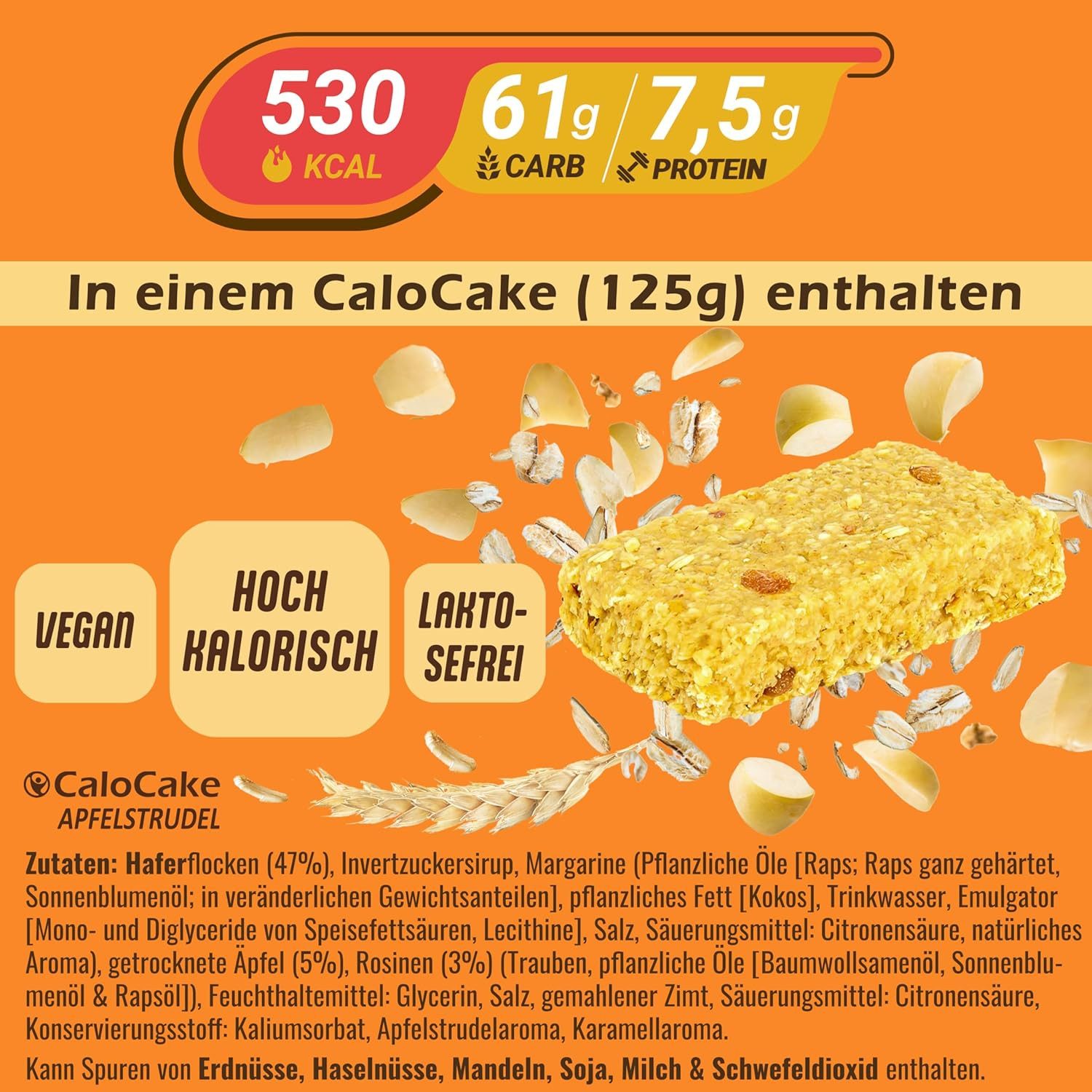 CaloVital Zunehmen mit CaloCake Energieriegel mit 592 Kalorien Gewichtszunahme Riegel, 3000 g