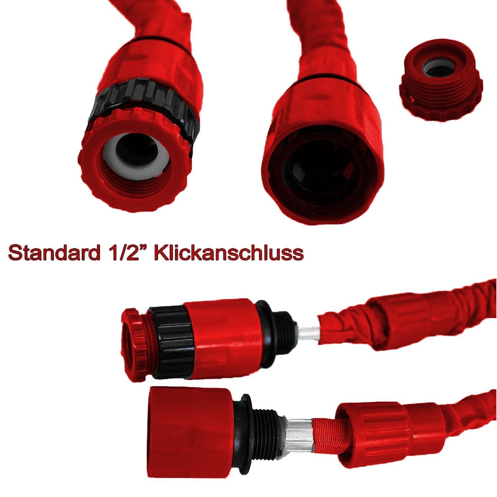 Grafner Gartenschlauch Gartenschlauch dehnbar flexibel 30 m rot inkl Multifunktionsbrause, dehnbar, (1 St), Arbeitsdruck: max. 8 bar