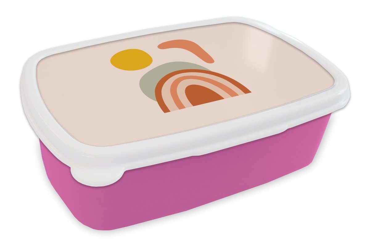 Mädchen, Pastell Regenbogen, (2-tlg), Snackbox, Lunchbox Kunststoff Erwachsene, Kunststoff, Sommer Brotbox - - MuchoWow rosa Brotdose für Kinder,