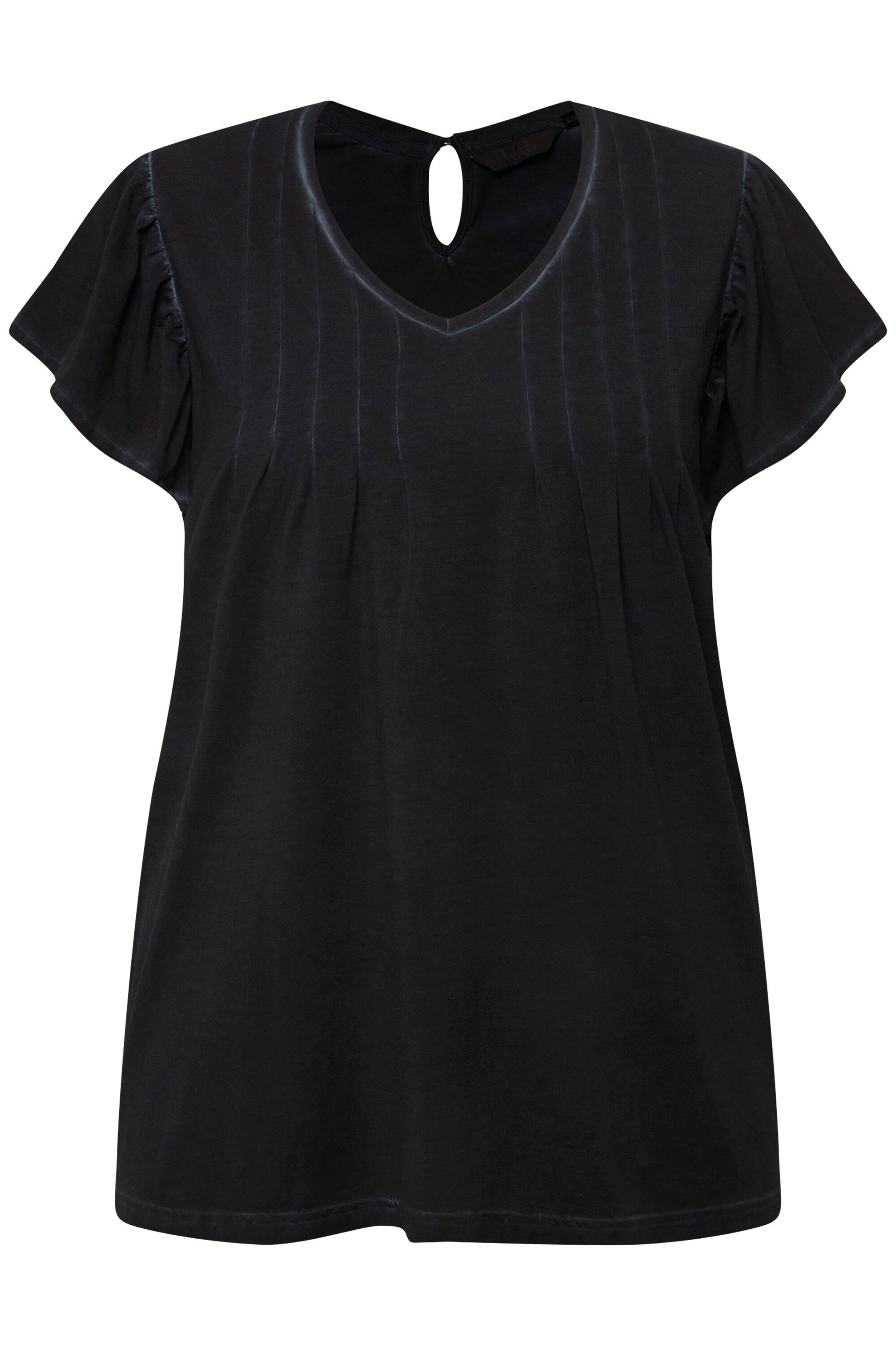 Ulla Popken T-Shirt T-Shirt Zierfalten A-Linie günstig online kaufen