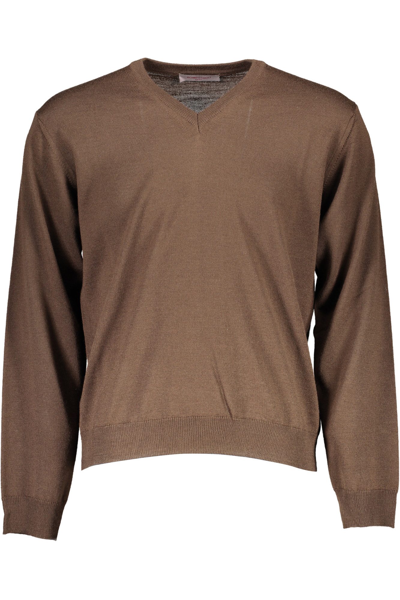 Romeo Gigli Strickpullover Hochwertiger brauner Herrenpullover mit V-Ausschnitt und Logo