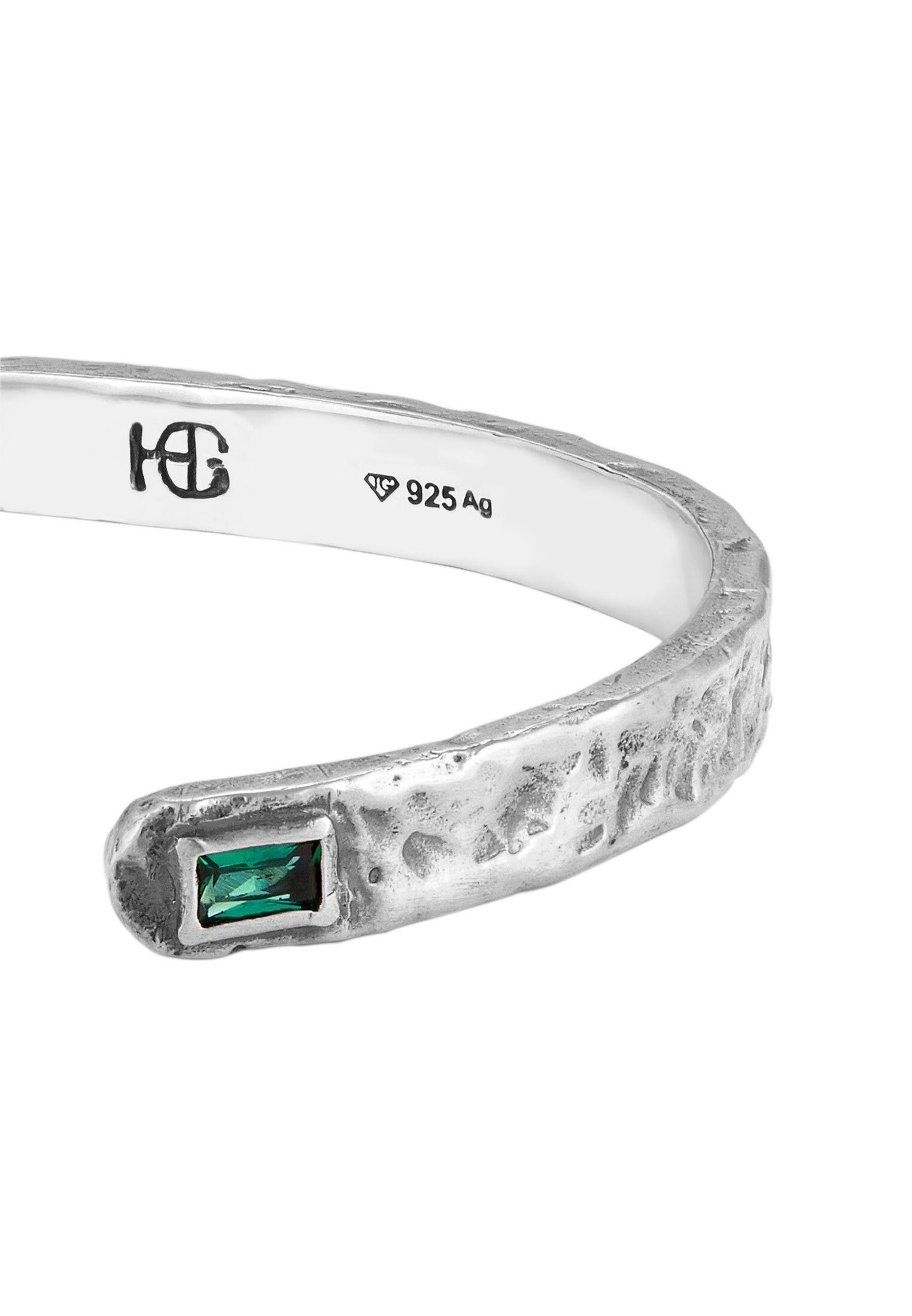 HAZE & GLORY Silberarmband Armreif Synthetischer Smaragd Grün 925 Sterling Silber