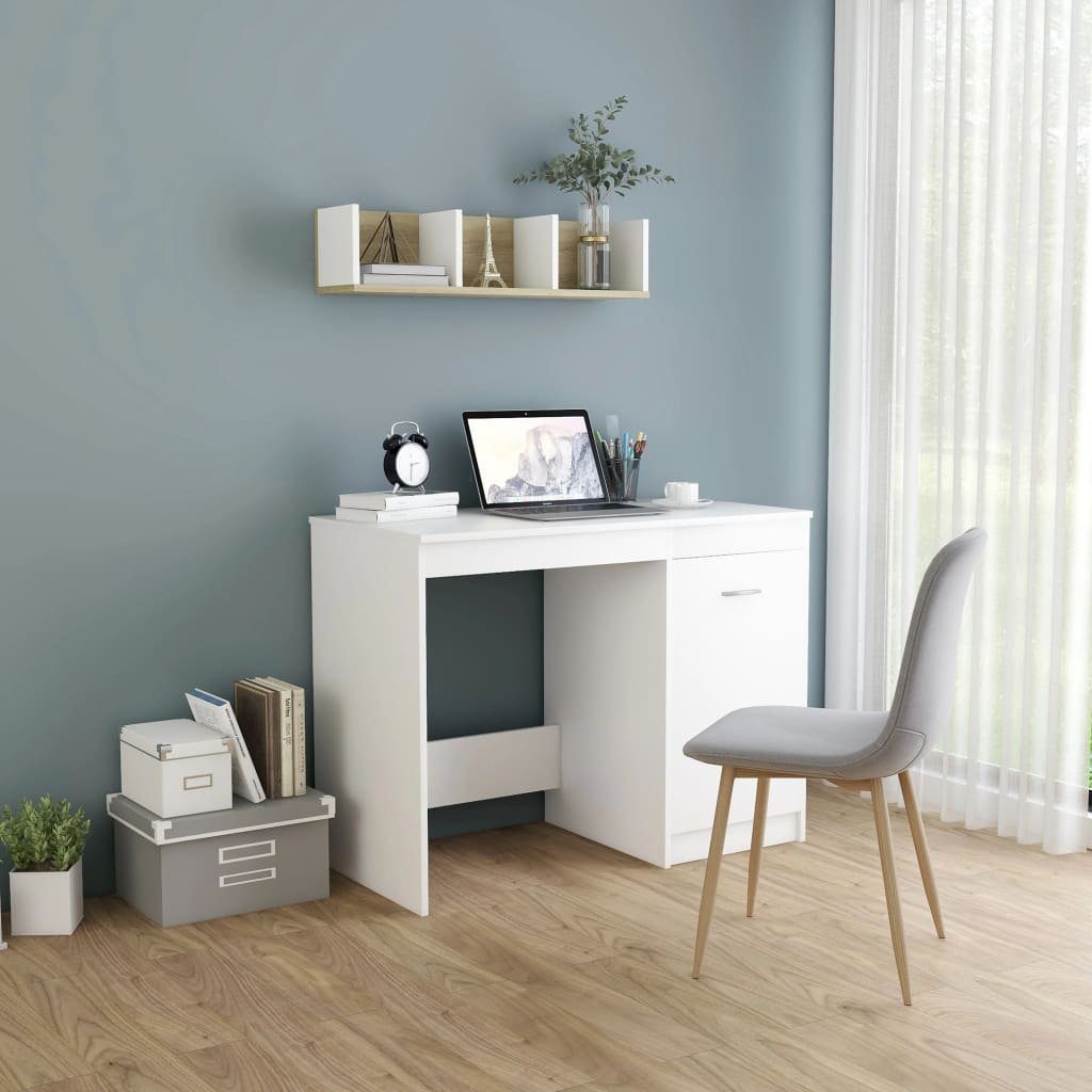 furnicato Schreibtisch Weiß 100×50×76 cm Holzwerkstoff