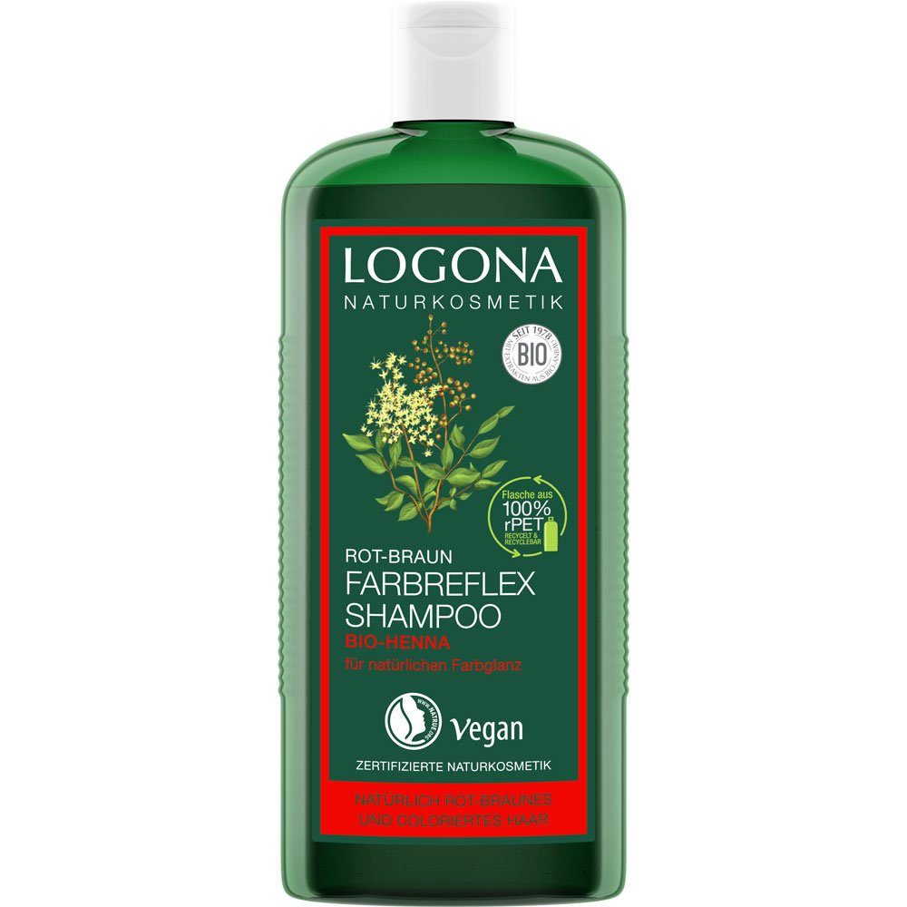 LOGONA Haarshampoo Farbreflex Shampoo Rot- Braun Bio-Henna, Braun, 250 ml
