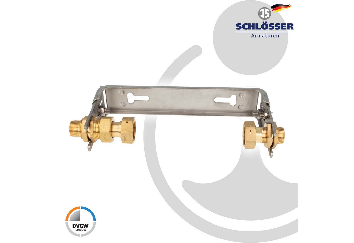 Thumbnail - Schlösser Kaltwasserzähler Bügel 3/4 Zoll - für Hauswasserzähler Q3 DN 20 Baulänge 190 mm, (inkl. Schrauben und Dübel (f...