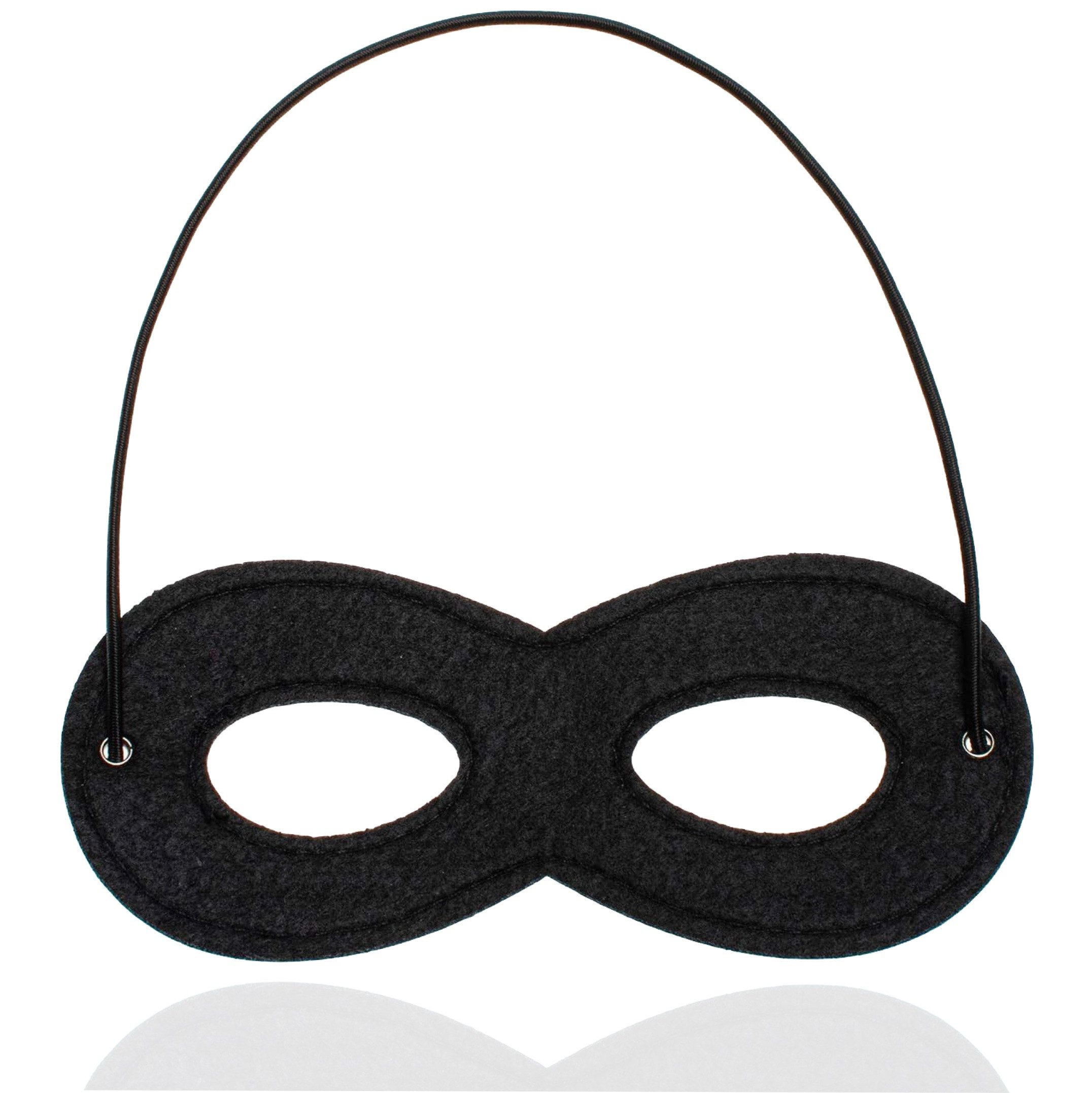 Kostümheld® Verkleidungsmaske Schwarze Banditen-Augenmaske aus Stoff mit elastischem Band, (Packung)