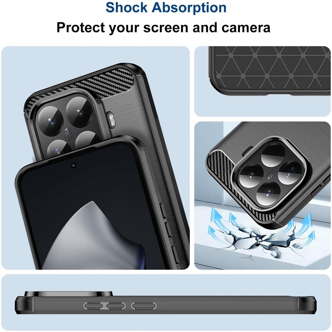 CoolGadget Handyhülle Carbon Handy Hülle für Xiaomi 15T Pro 6,83 Zoll, robuste Telefonhülle Case Schutzhülle für Xiaomi 15T Pro Hülle