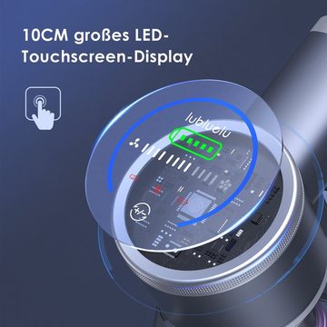 oyajia Akku-Stielstaubsauger kabellos 6in1 mit Ø10cm LED Touchscreen Akkusauger, 255,00 W, beutellos, 50Min. Laufzeit für Hartboden, Teppich, Tierhaare