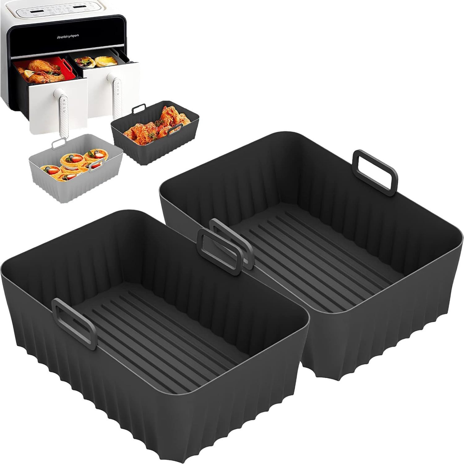 FELIXLEO Brötchen-Röstaufsatz Airfryer Silikonform für Ninja AF400EU Double Stack XL SL400EU 9.5L