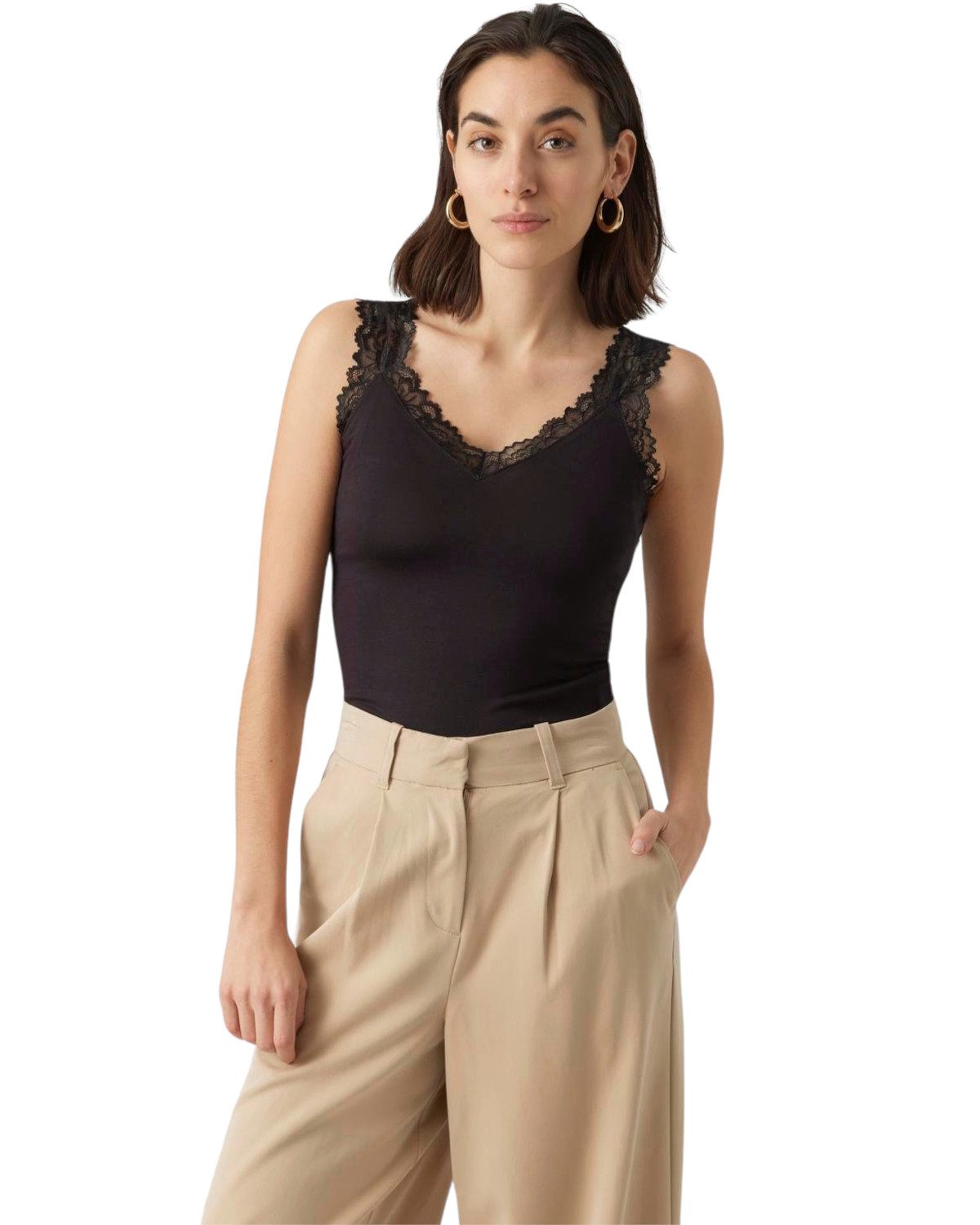 Vero Moda Spitzentop (Set, 2er-Pack) Basic Tank Top Unifarben im Doppelpack