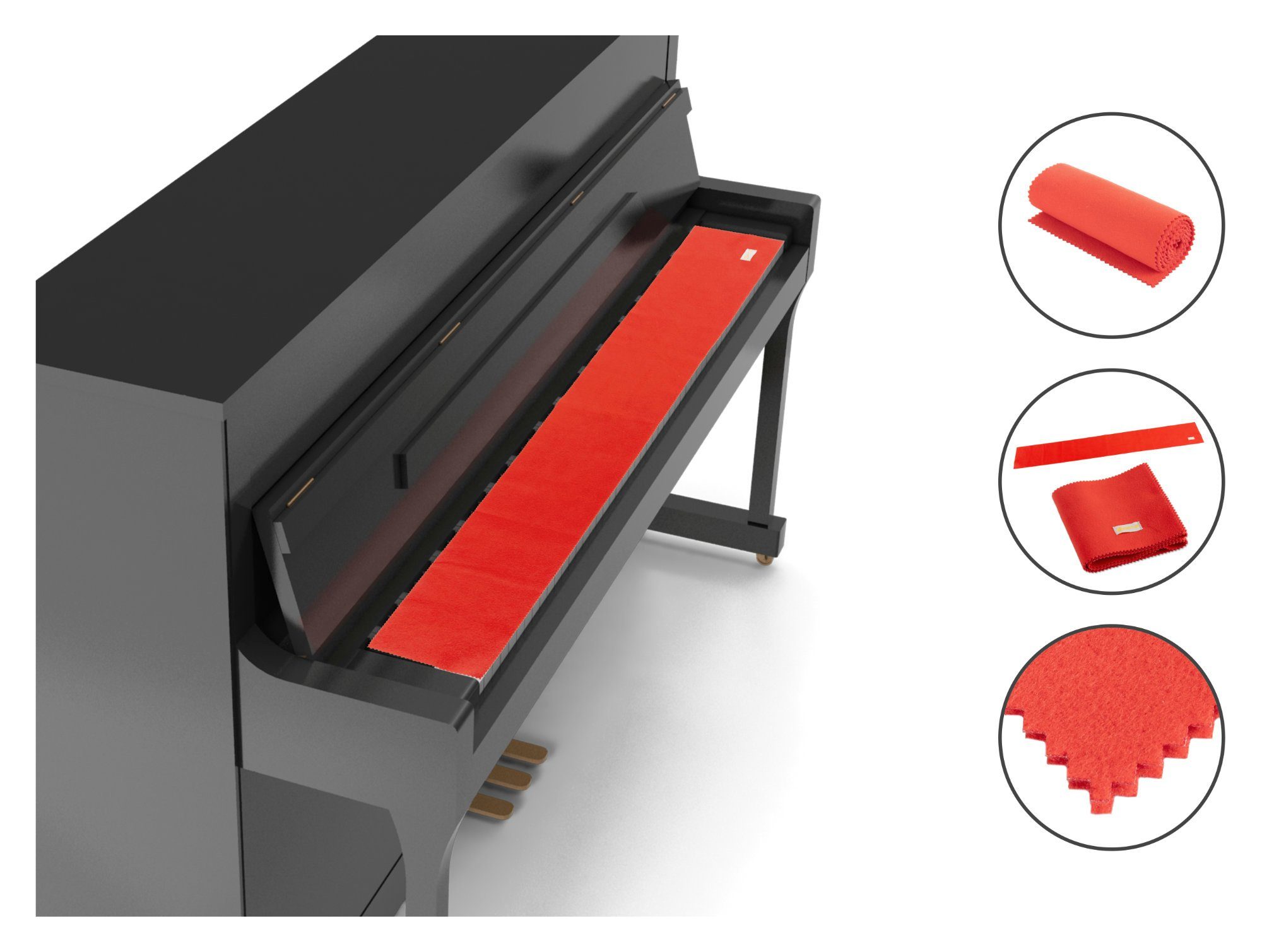 Steinmayer Piano-Transporttasche Tastenläufer Modell Tastatur Rot Staubschutz 88 Tasturabdeckung - Klavierabdeckung Piano “Kirstein”