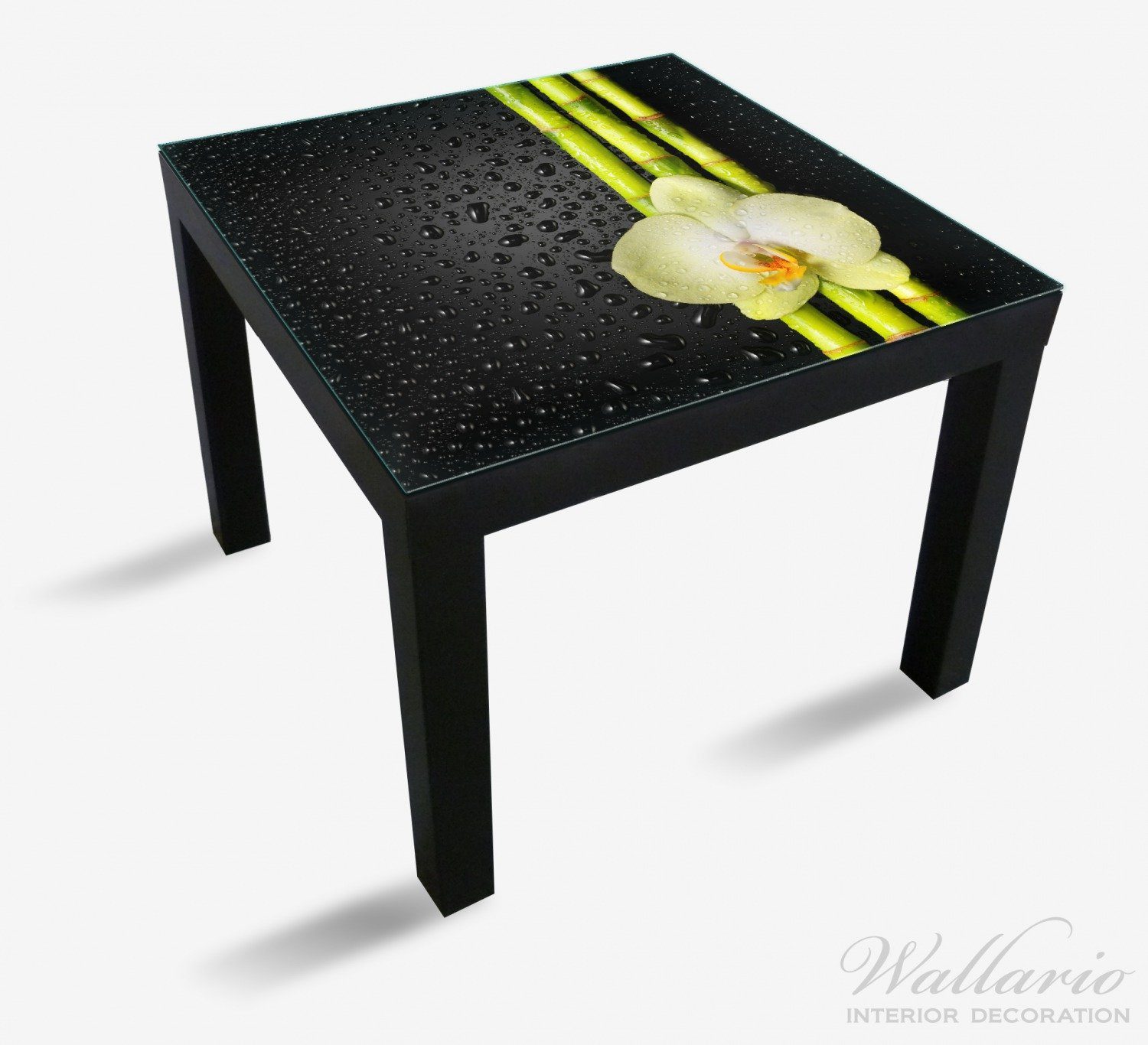Orchidee Ikea geeignet (1 Regentropfen Tisch Tischplatte auf Grüne schwarz für Bambus St), Lack Wallario mit -