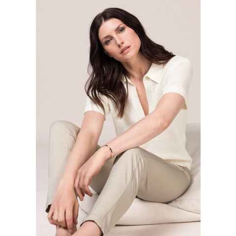 bianca V-Ausschnitt-Pullover OLINDE Sommerstrickpullover mit coolem Hemdkragen